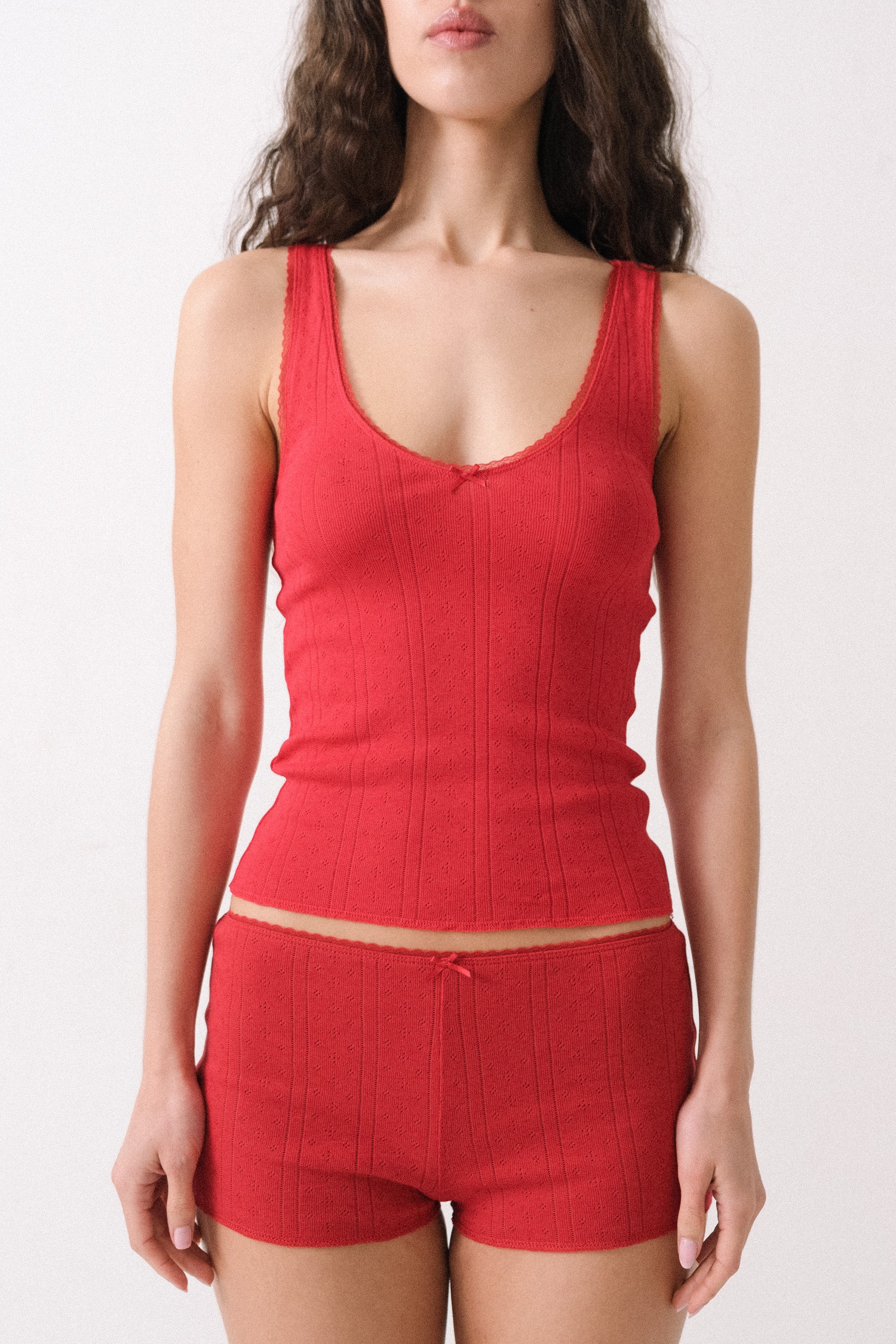 The Teeny Tiny Short Cherry Red 7 The Scoop Tank Cherry Red