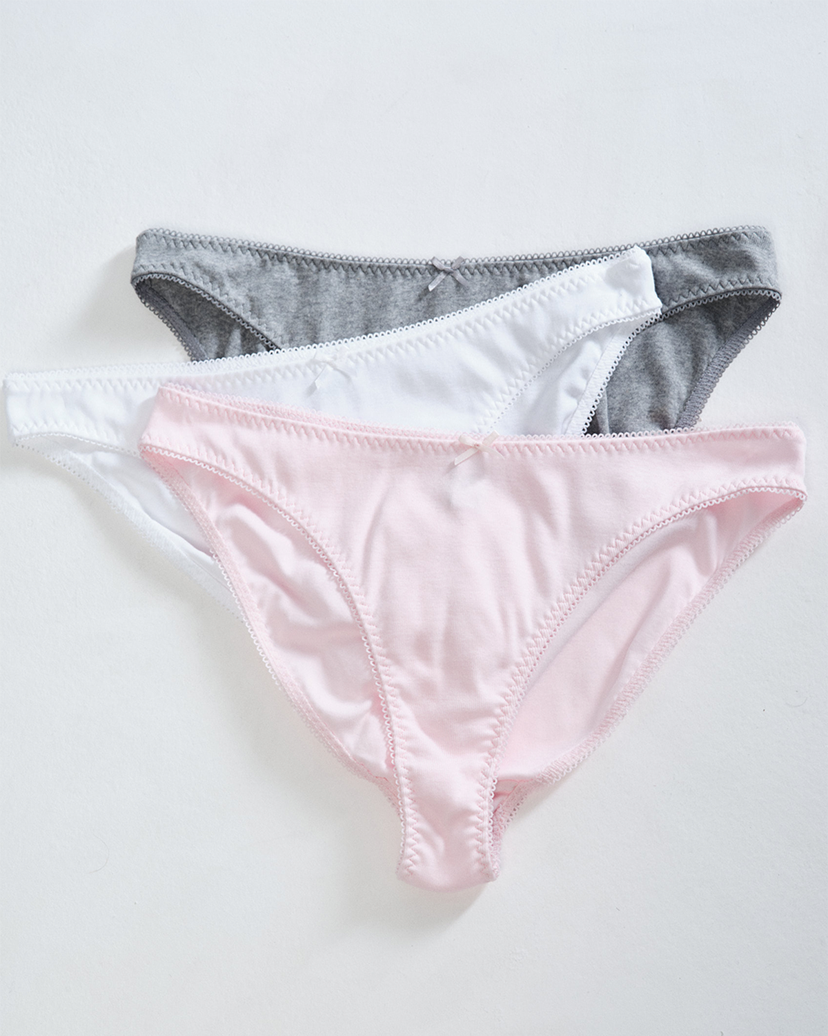 The Brief 3-Pack: Cotton Jersey White, Grey & Baby Pink