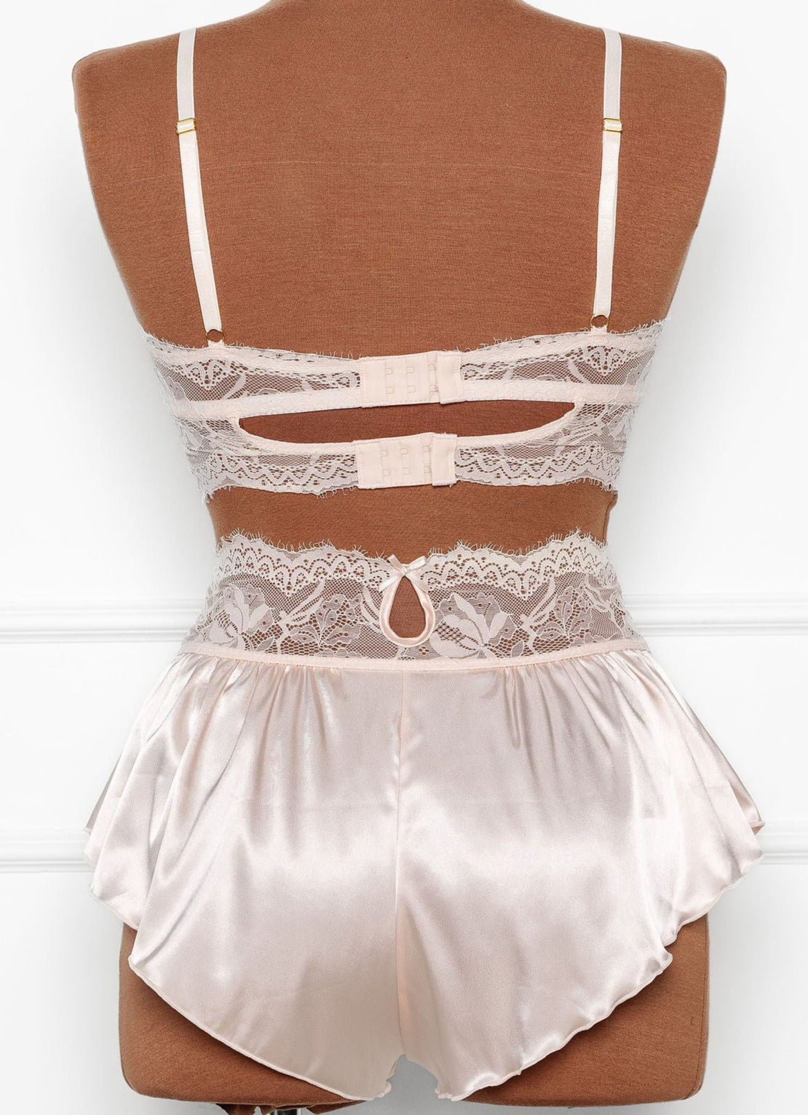 Bridal Bundle: Lacy Satin Keyhole Bralette Set - Champagne 12 Bridal Bundle: Lacy Satin Keyhole Bralette Set - Champagne