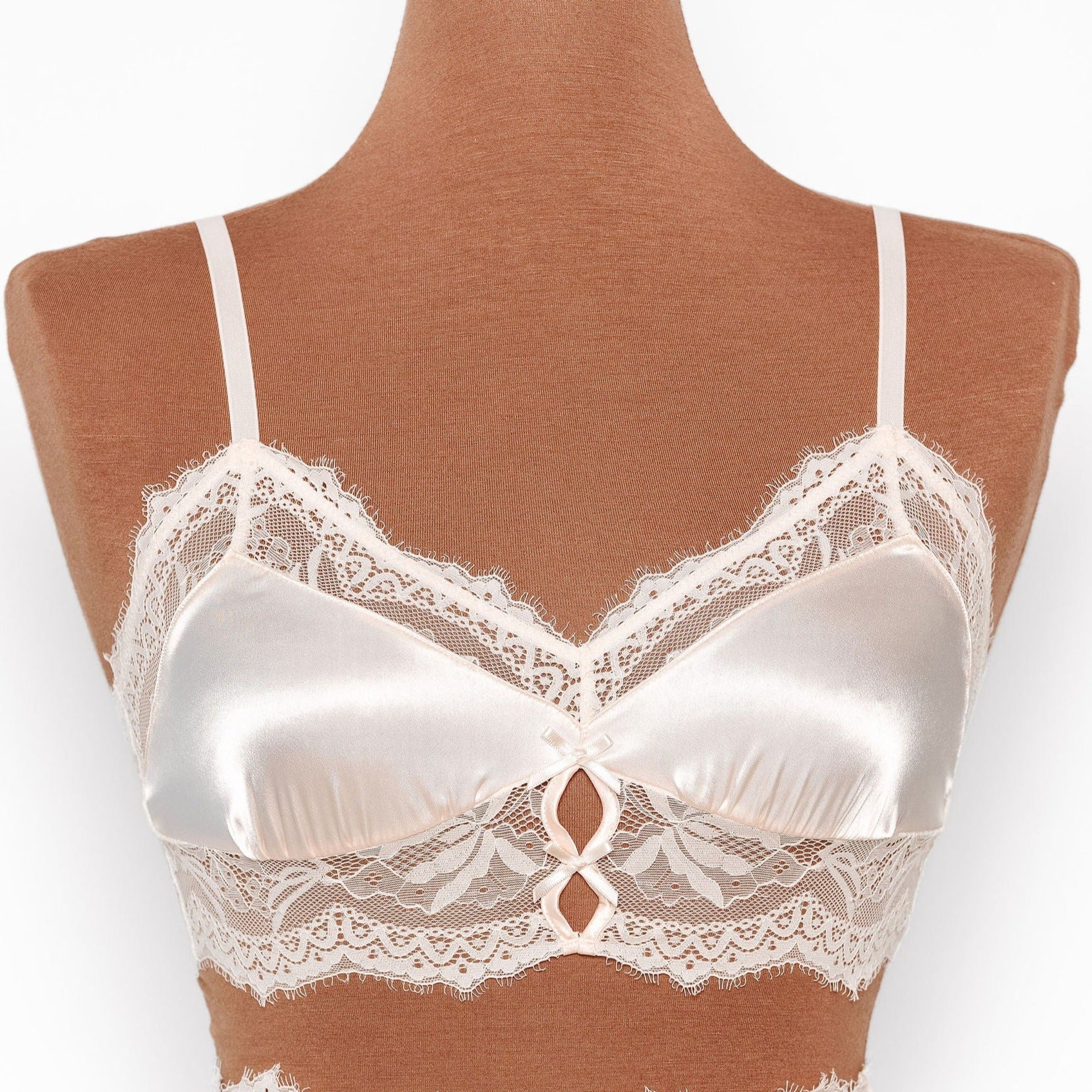 Bridal Bundle: Lacy Satin Keyhole Bralette Set - Champagne 9 Bridal Bundle: Lacy Satin Keyhole Bralette Set - Champagne
