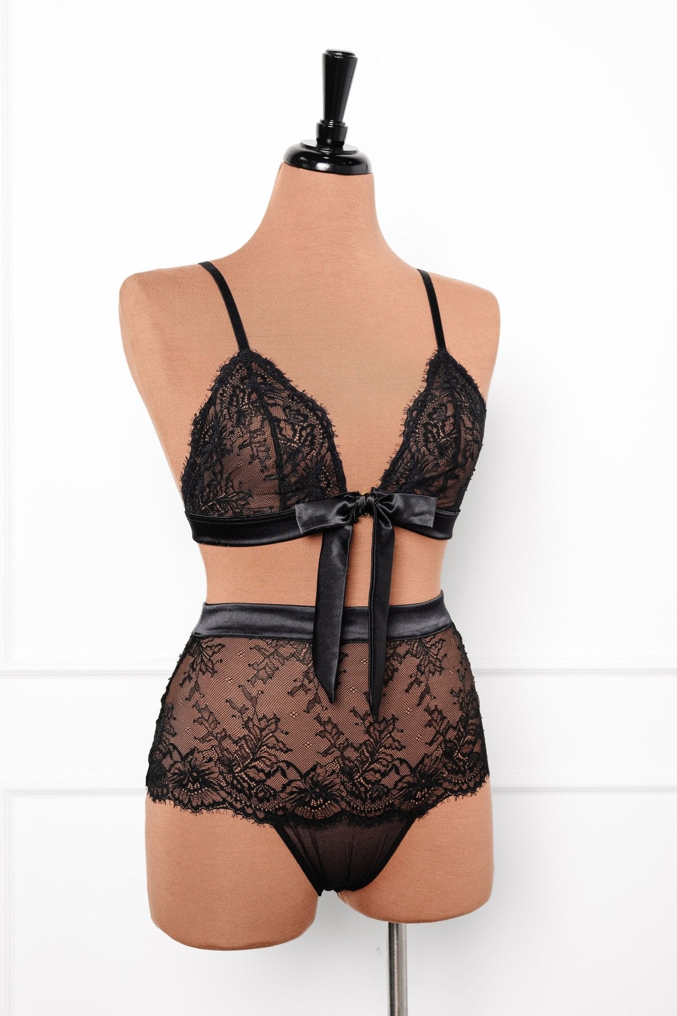 Eyelash Lace Bow Bralette - Black 14 Eyelash Lace Bow Bralette - Black