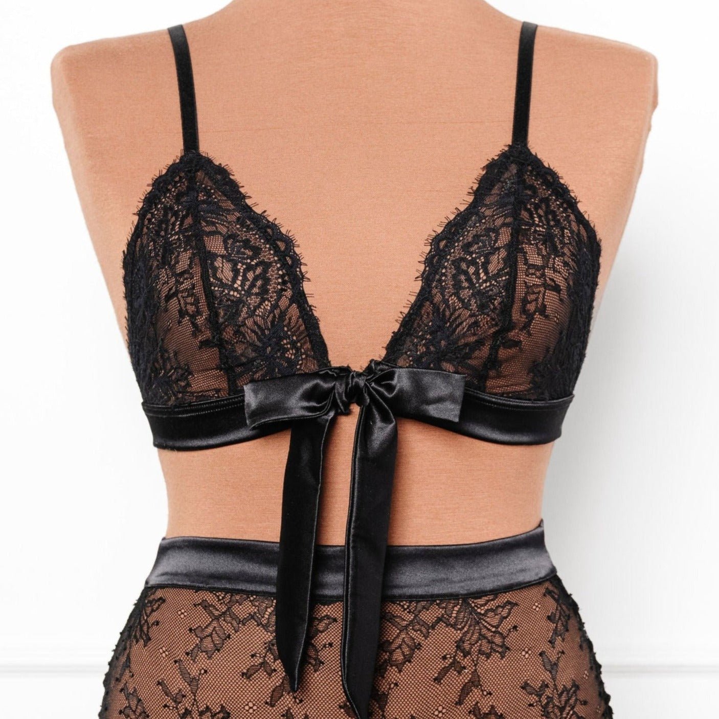 Eyelash Lace Bow Bralette - Black 8 Eyelash Lace Bow Bralette - Black