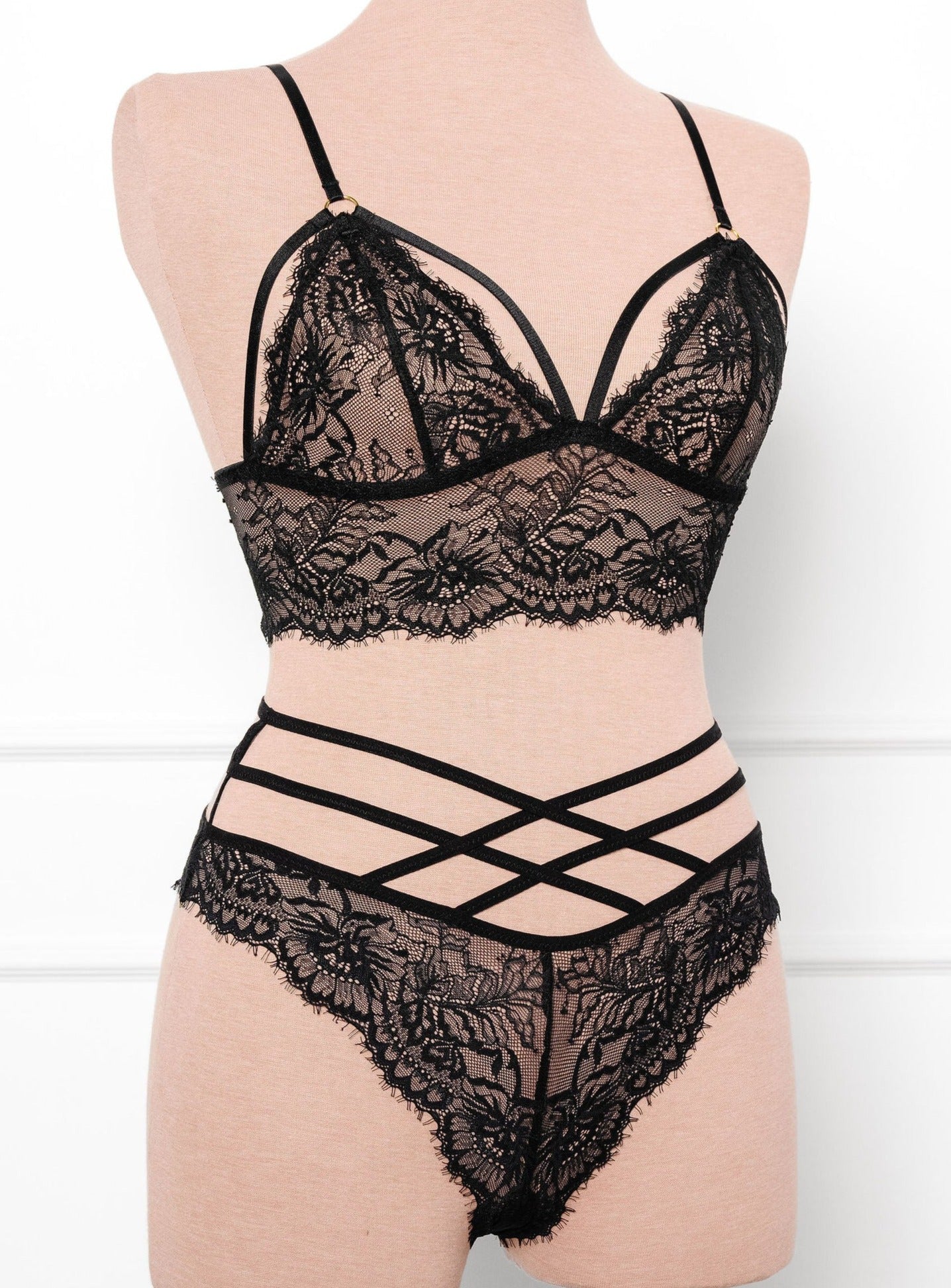 Eyelash Lace Caged Bralette - Black 9 Eyelash Lace Caged Bralette - Black
