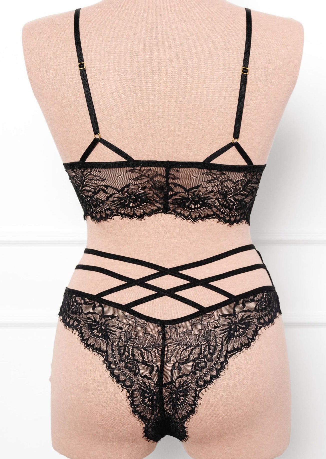 Eyelash Lace Caged Bralette - Black 10 Eyelash Lace Caged Bralette - Black