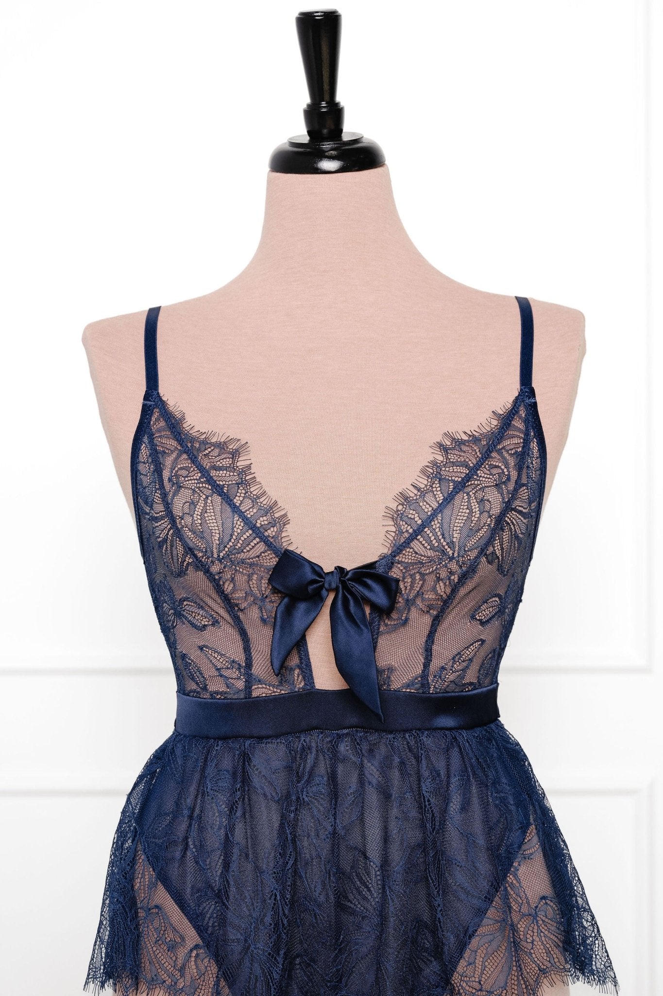Eyelash Lace Crotchless Teddy - Navy 14 Eyelash Lace Crotchless Teddy - Navy