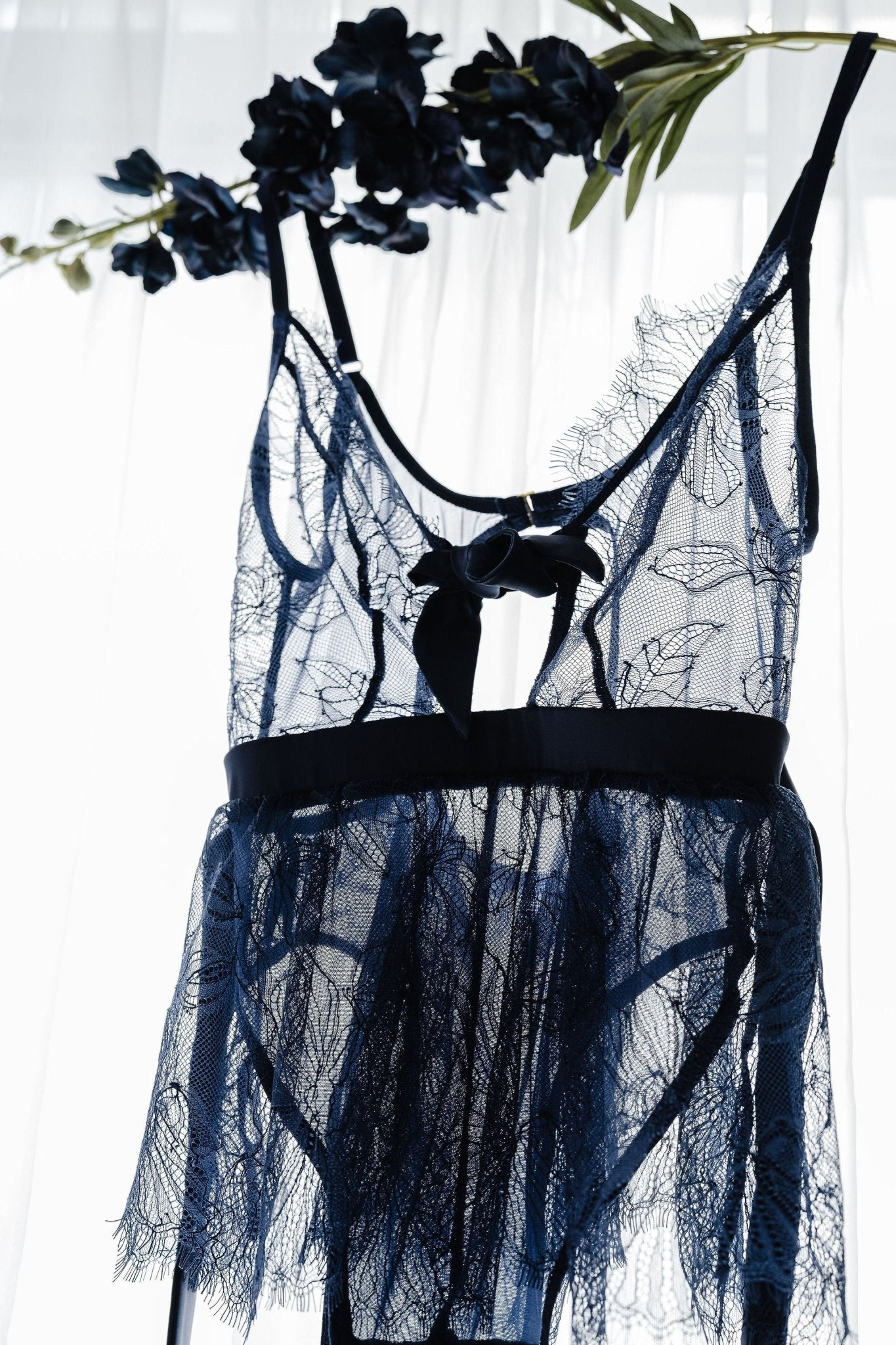 Eyelash Lace Crotchless Teddy - Navy 16 Eyelash Lace Crotchless Teddy - Navy