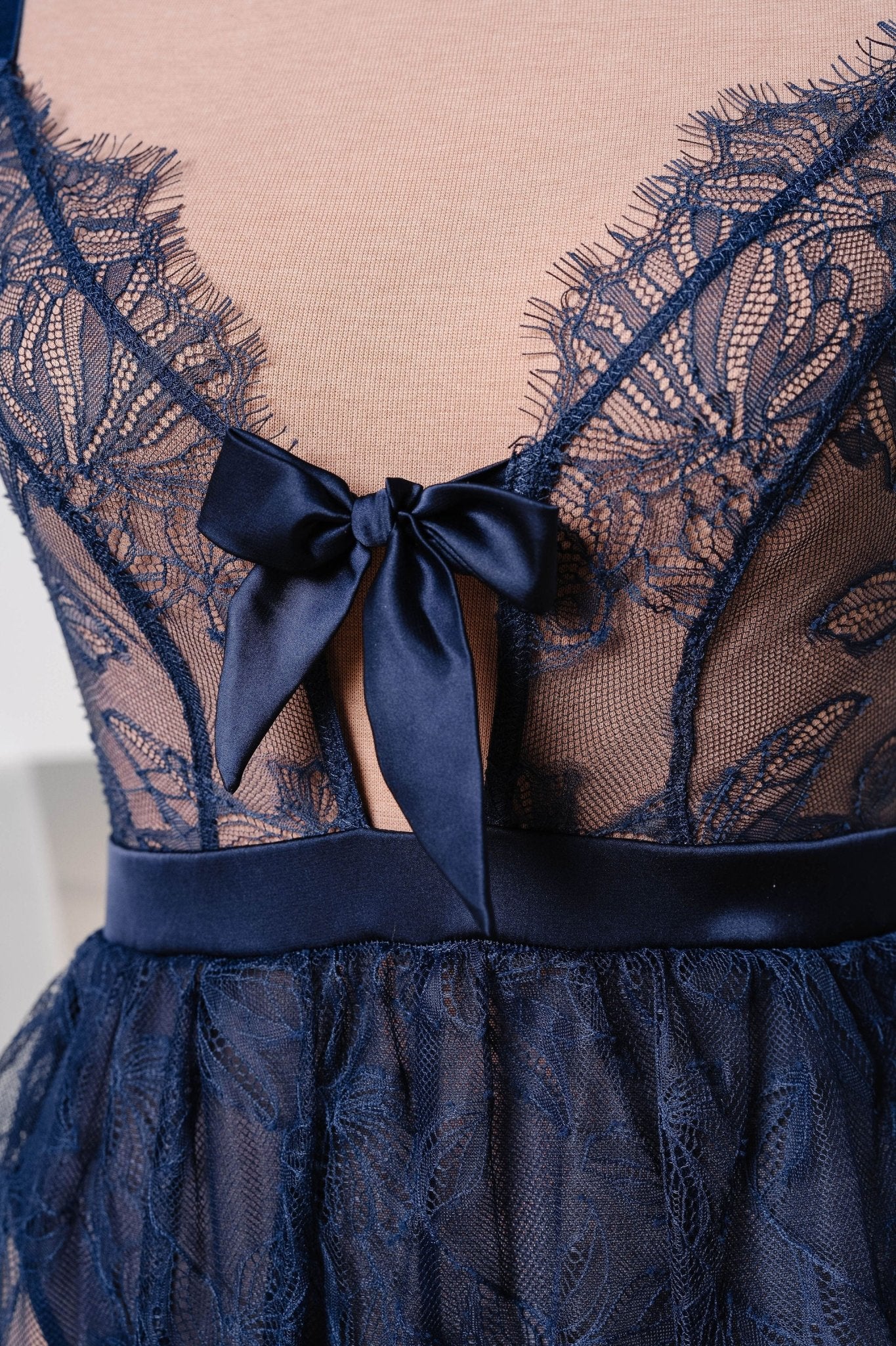 Eyelash Lace Crotchless Teddy - Navy 5 Eyelash Lace Crotchless Teddy - Navy