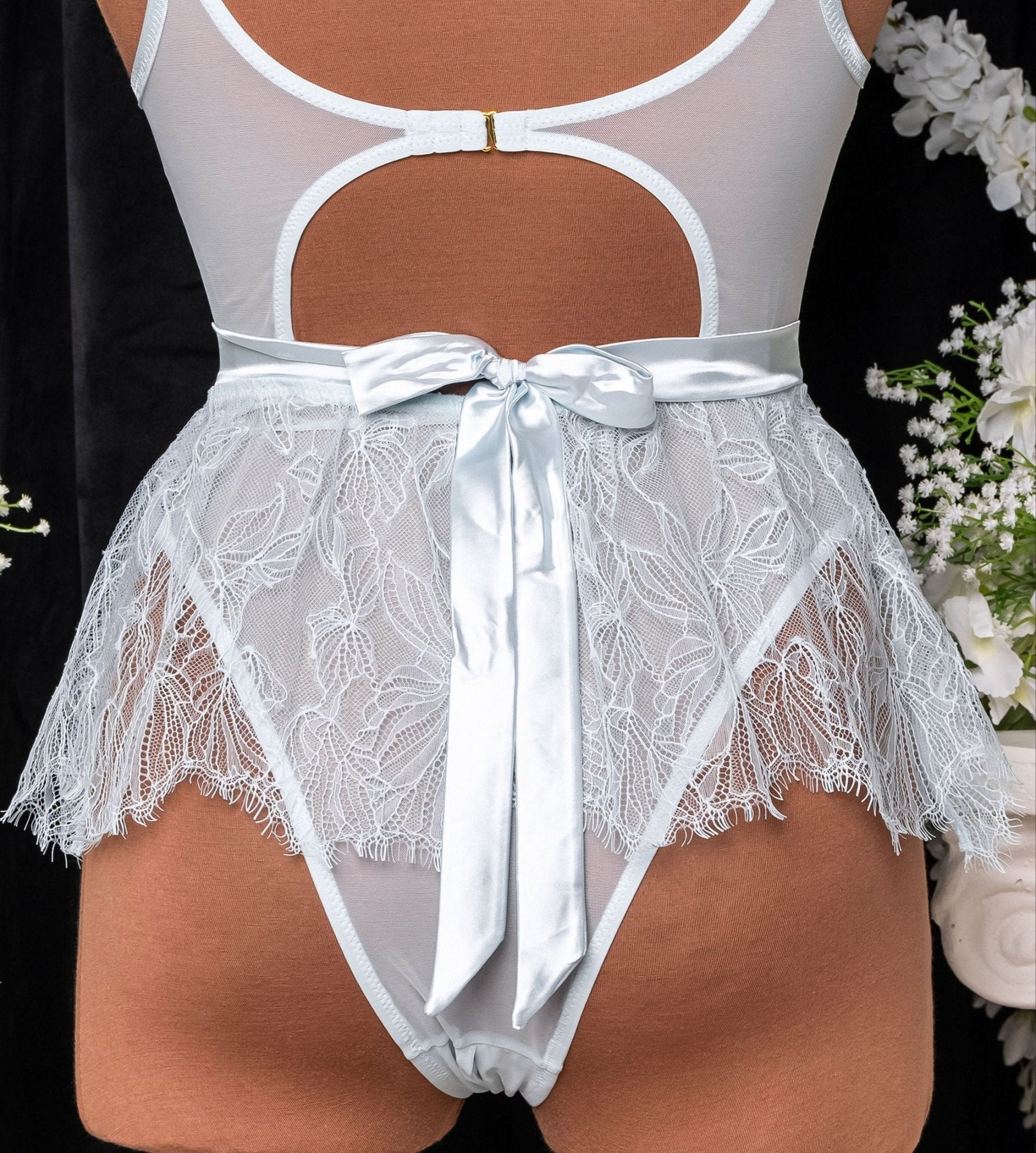 Eyelash Lace Crotchless Teddy - Something Blue 11 Eyelash Lace Crotchless Teddy - Something Blue