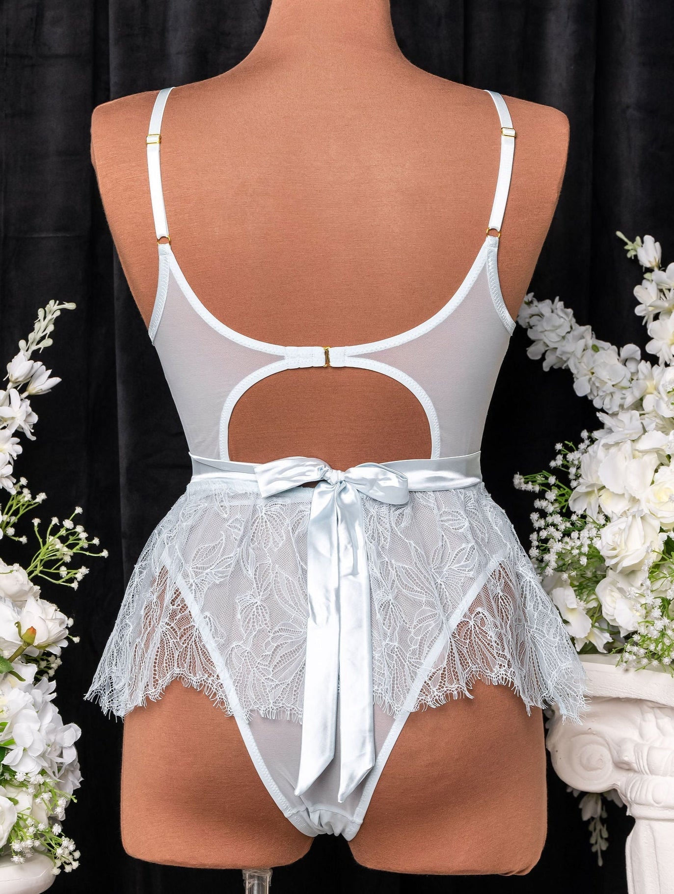 Eyelash Lace Crotchless Teddy - Something Blue 4 Eyelash Lace Crotchless Teddy - Something Blue