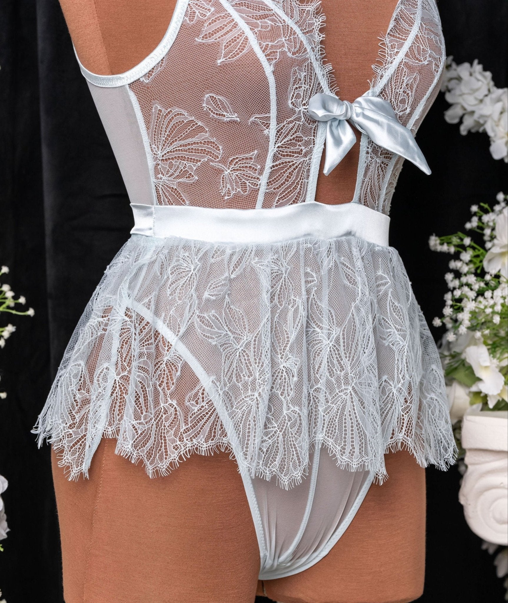 Eyelash Lace Crotchless Teddy - Something Blue 9 Eyelash Lace Crotchless Teddy - Something Blue
