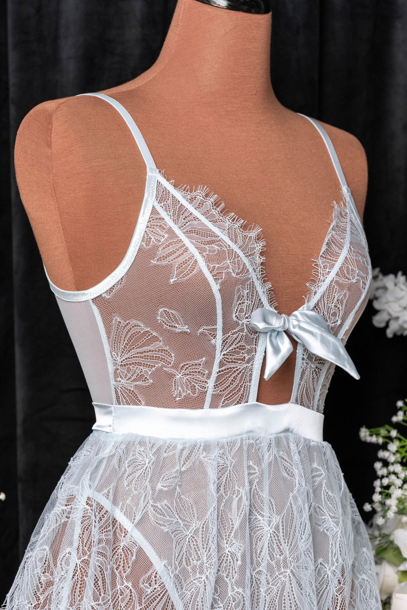 Eyelash Lace Crotchless Teddy - Something Blue 10 Eyelash Lace Crotchless Teddy - Something Blue
