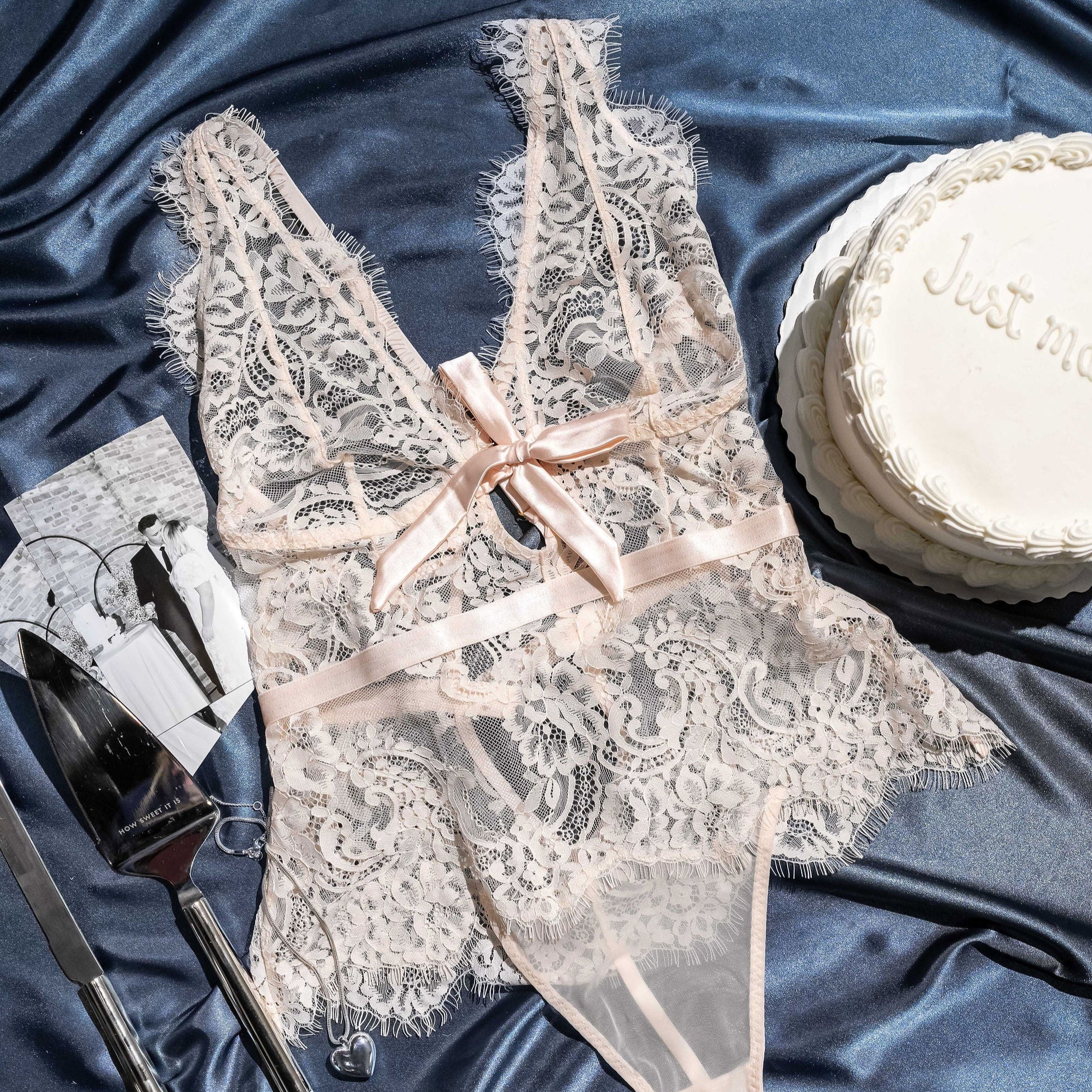 Eyelash Lace Teddy - Champagne