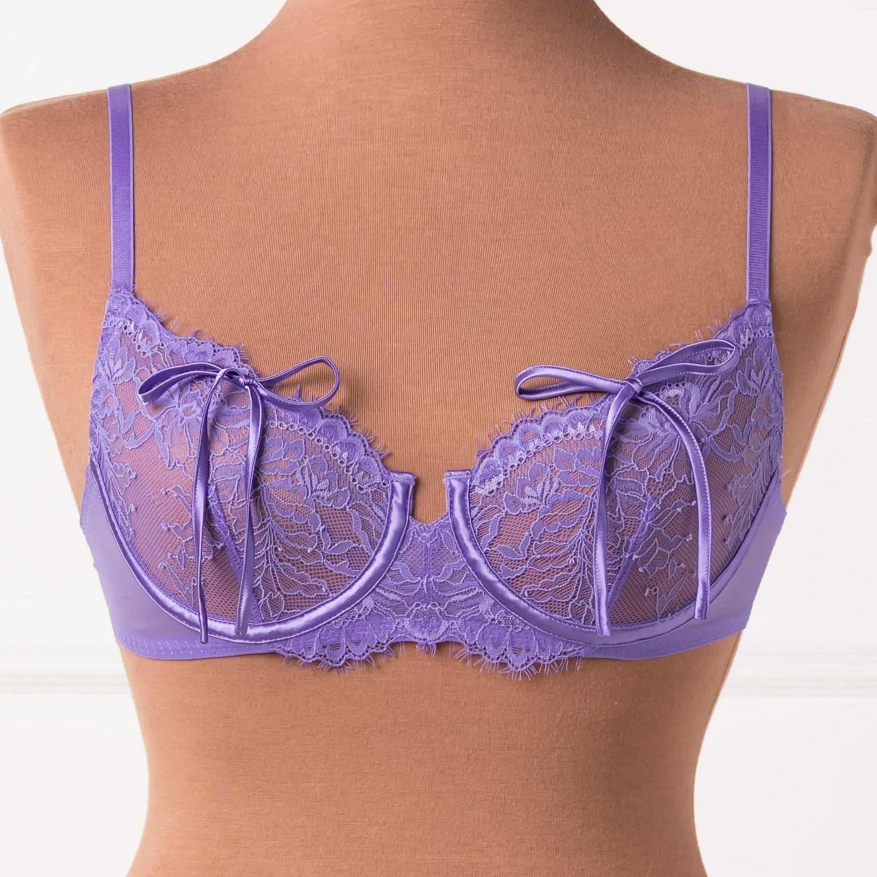 Eyelash Lace Underwire Bralette - Wisteria