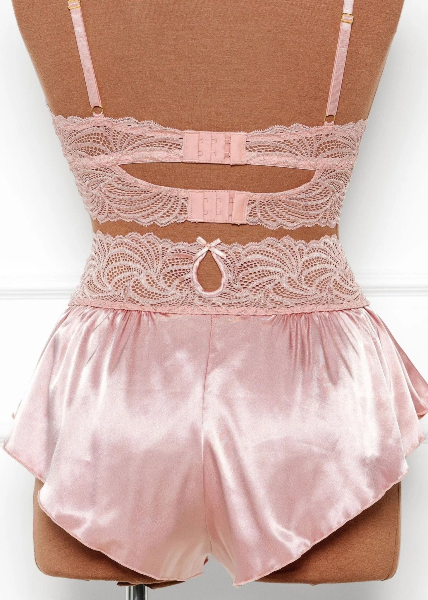 High Waist Lacy Satin Tap Shorts - Blush 5 High Waist Lacy Satin Tap Shorts - Blush