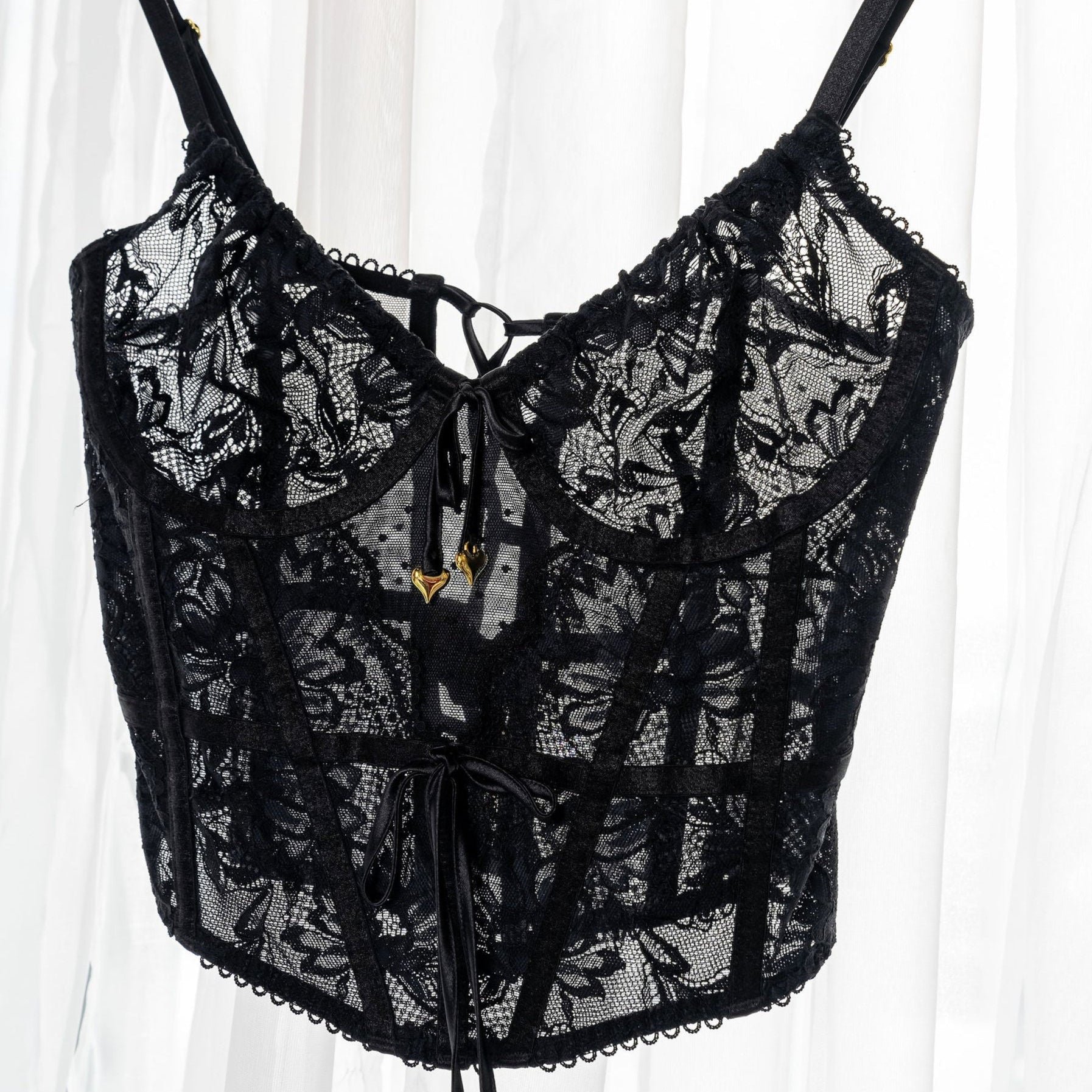 Lace-Up Underwire Corset - Black