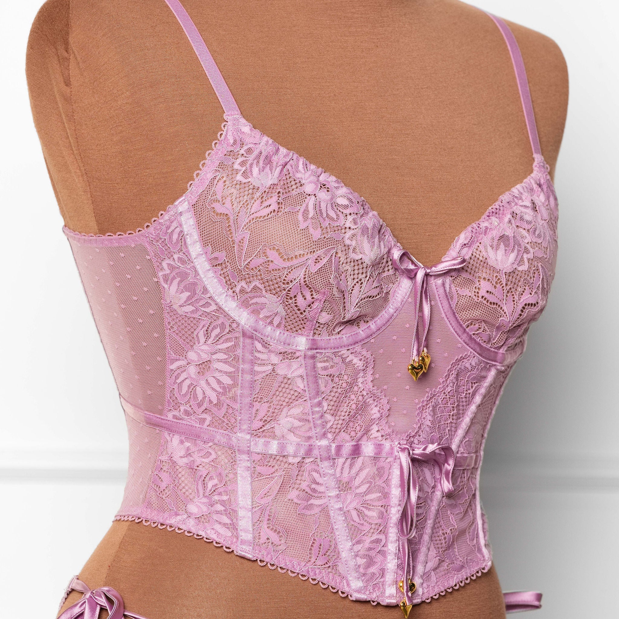 Lace-Up Underwire Corset - Lilac 11 Lace-Up Underwire Corset - Lilac