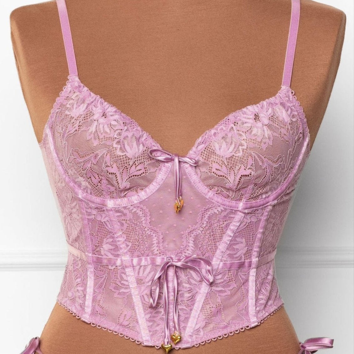 Lace-Up Underwire Corset - Lilac 3 Lace-Up Underwire Corset - Lilac