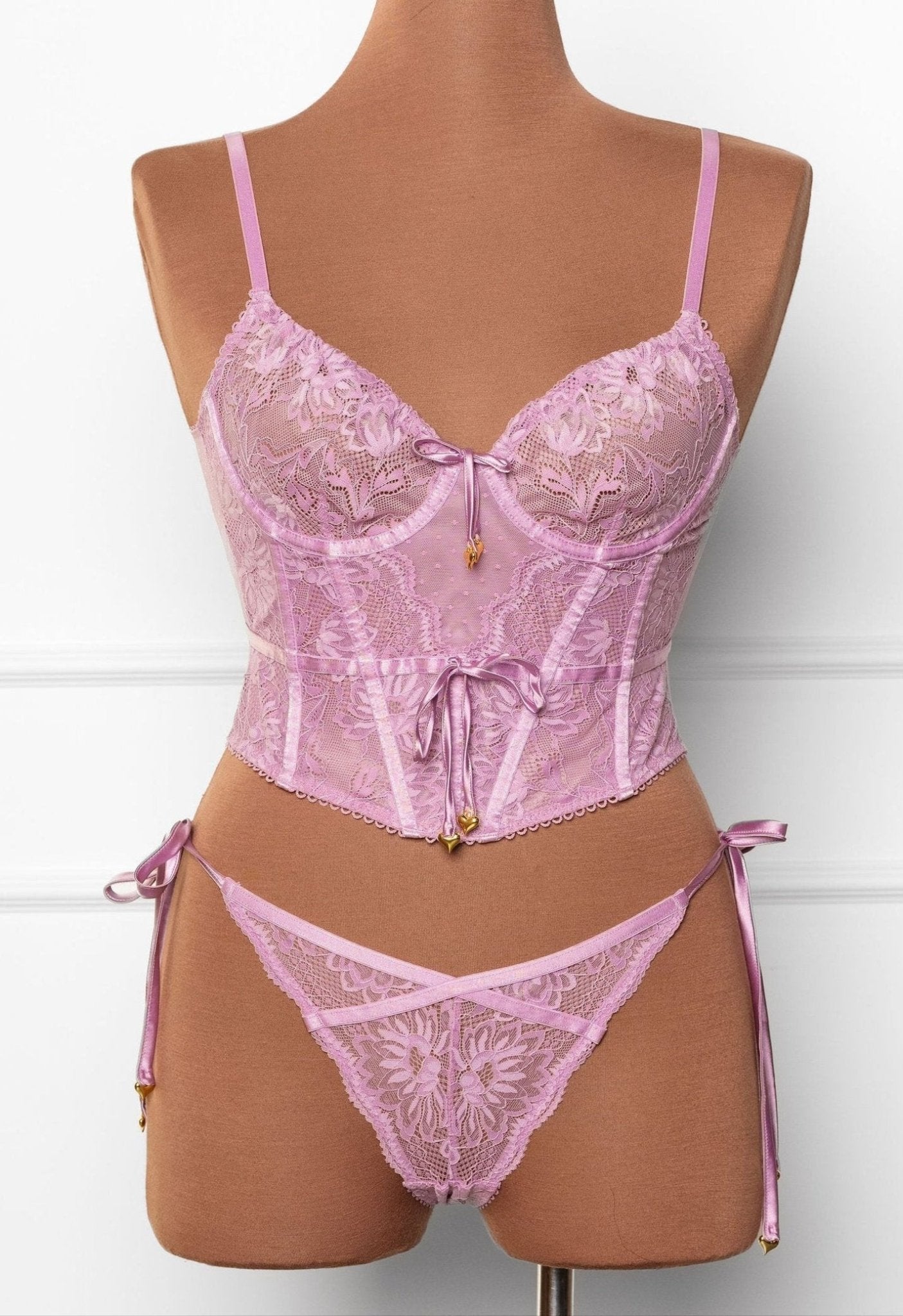Lace-Up Underwire Corset - Lilac 4 Lace-Up Underwire Corset - Lilac