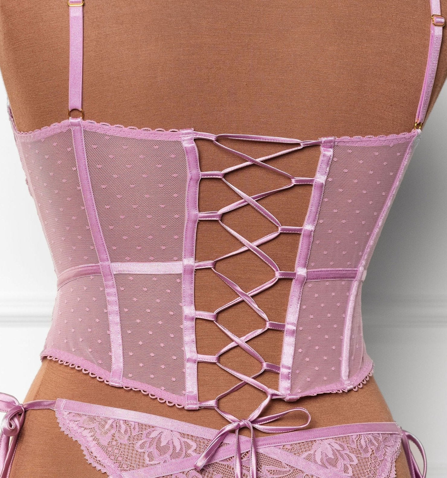 Lace-Up Underwire Corset - Lilac 6 Lace-Up Underwire Corset - Lilac