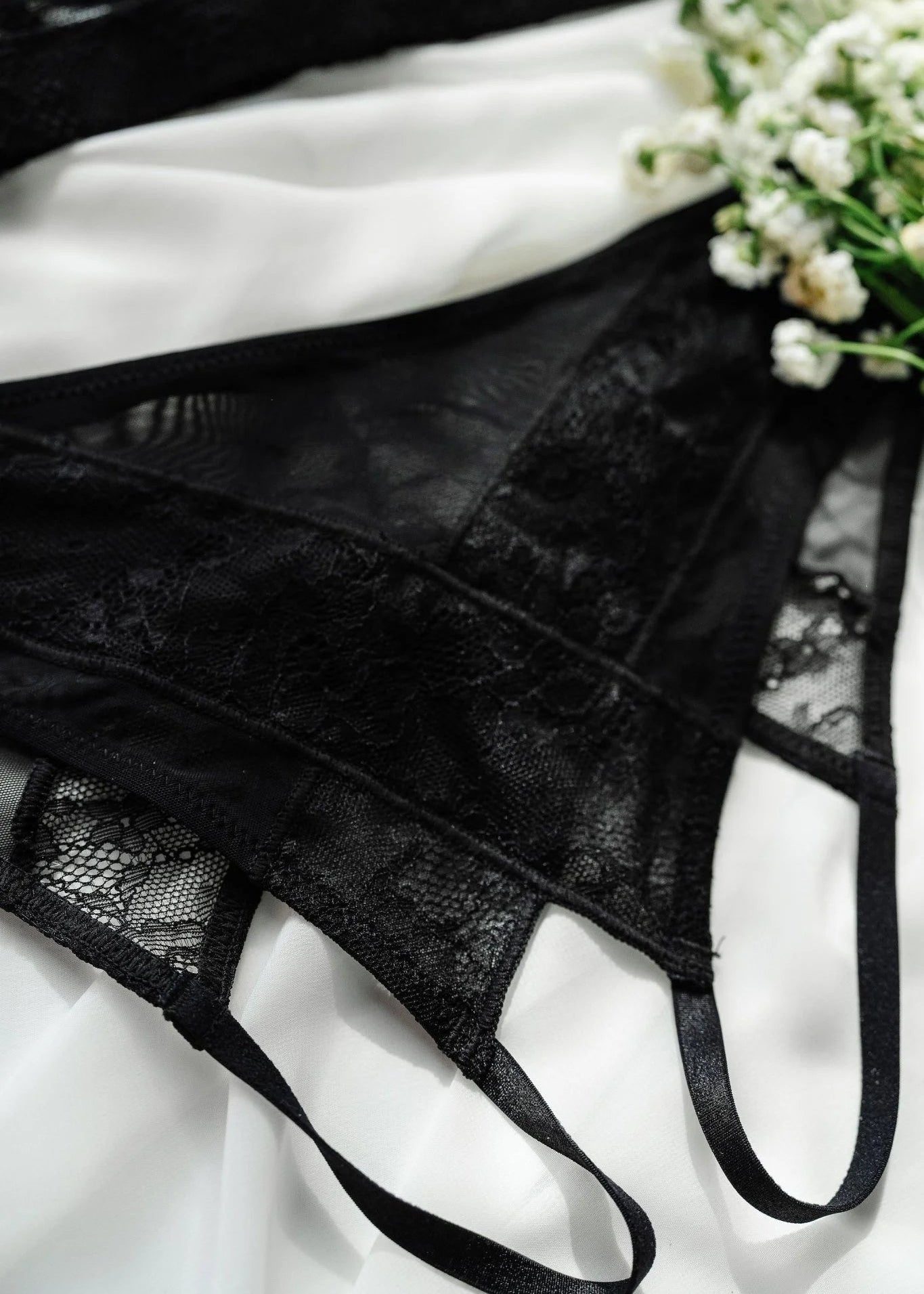 Lacy Crotchless Panty - Black 12 Lacy Crotchless Panty - Black
