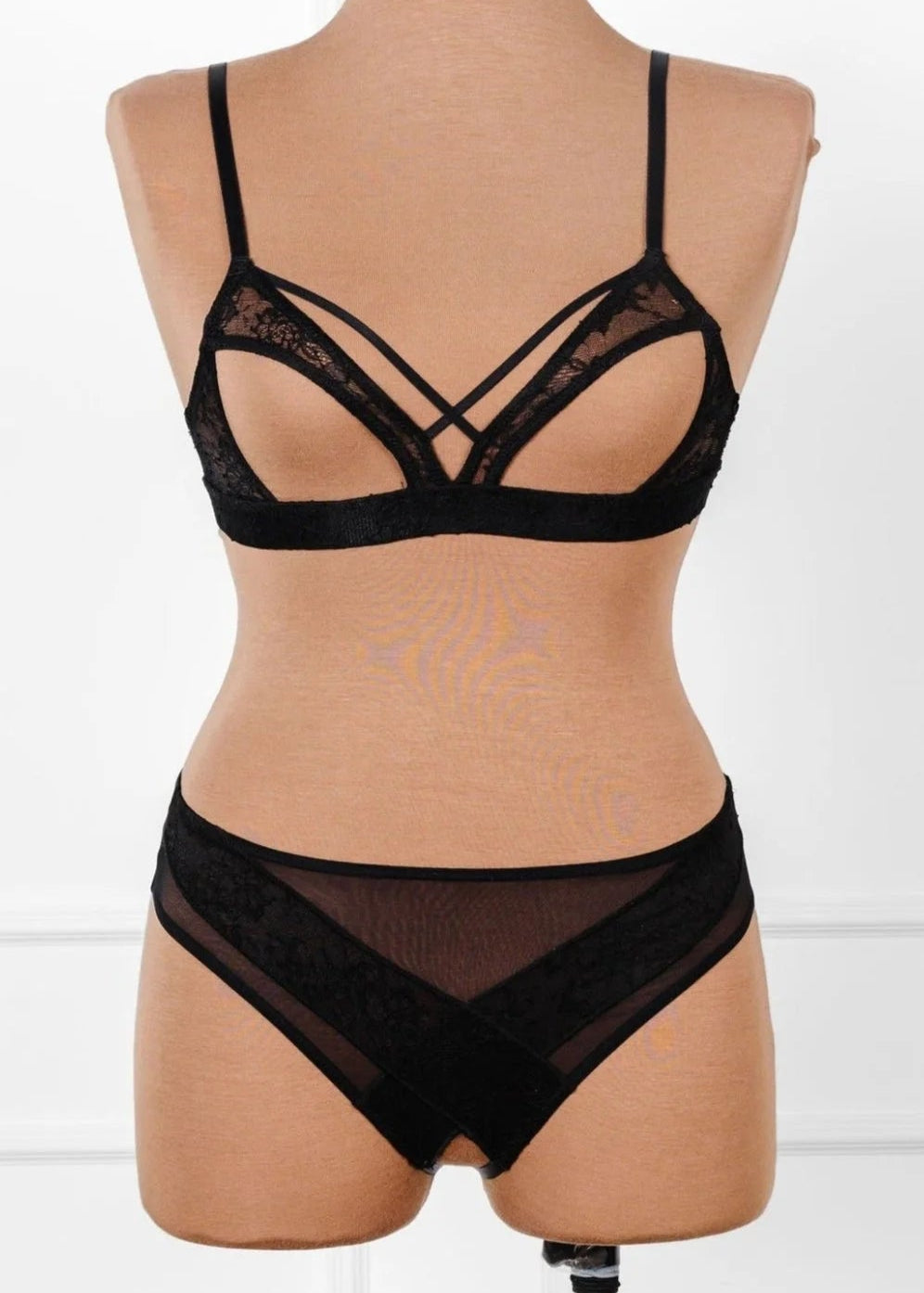 Lacy Crotchless Panty - Black 3 Lacy Crotchless Panty - Black
