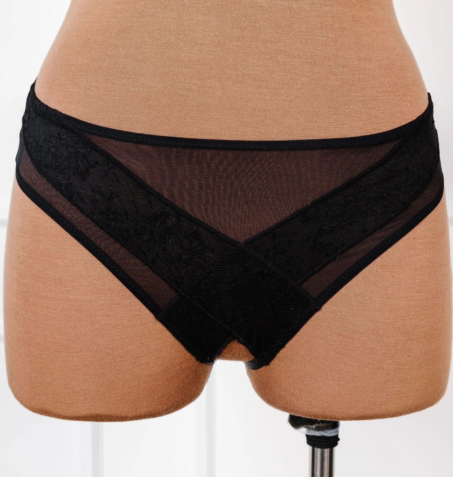 Lacy Crotchless Panty - Black 6 Lacy Crotchless Panty - Black