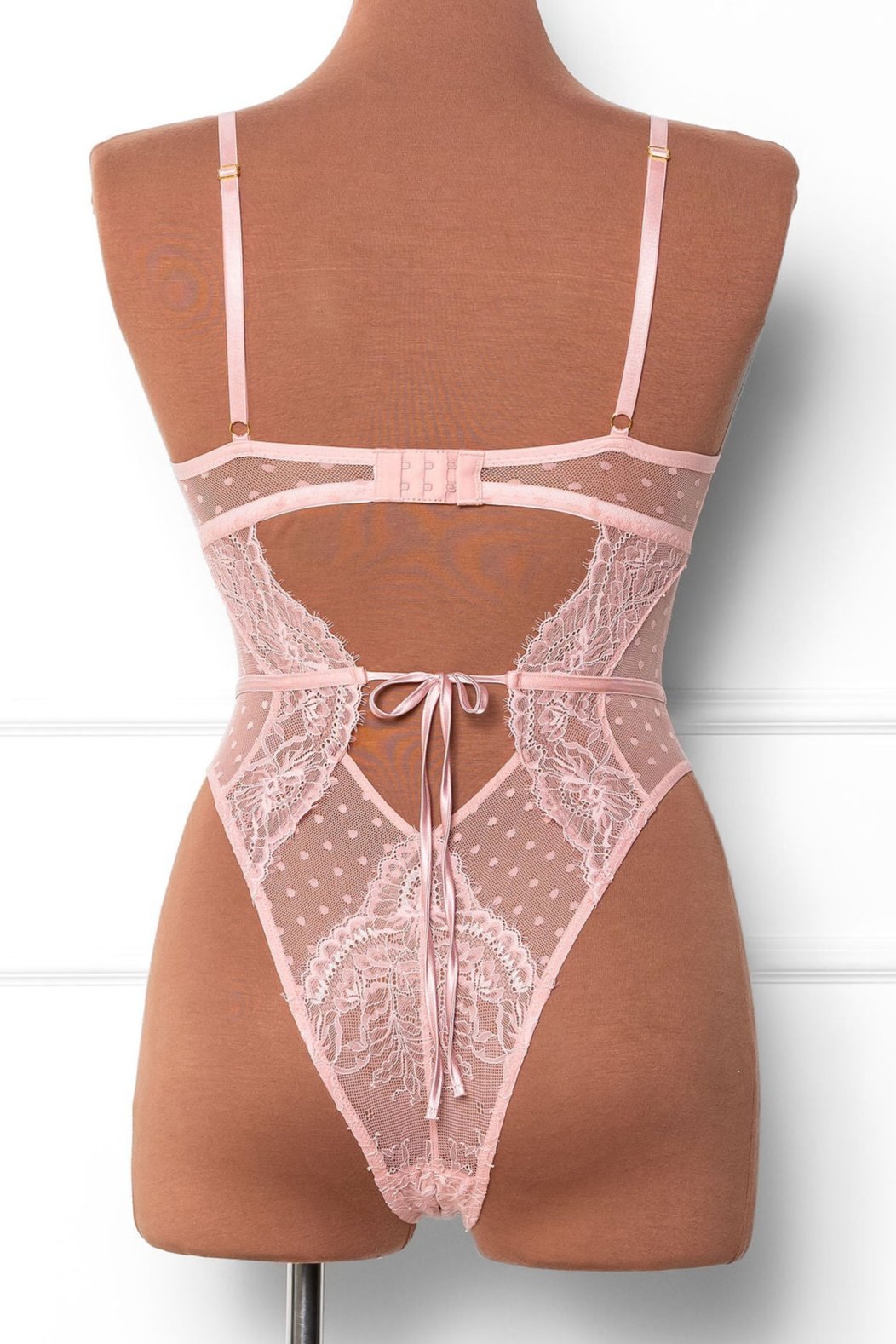 Lacy Crotchless Polka Dot Teddy - Blush 12 Lacy Crotchless Polka Dot Teddy - Blush