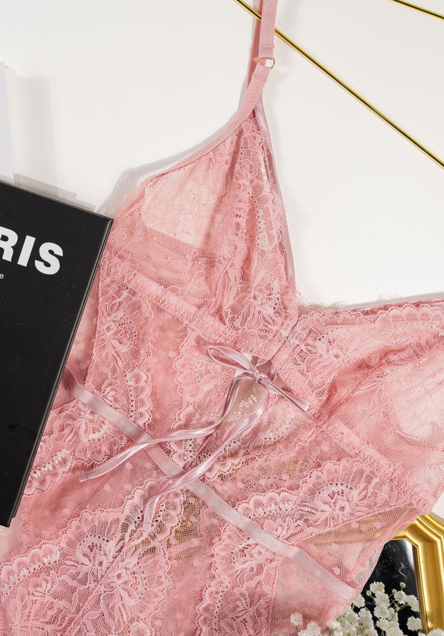 Lacy Crotchless Polka Dot Teddy - Blush 15 Lacy Crotchless Polka Dot Teddy - Blush