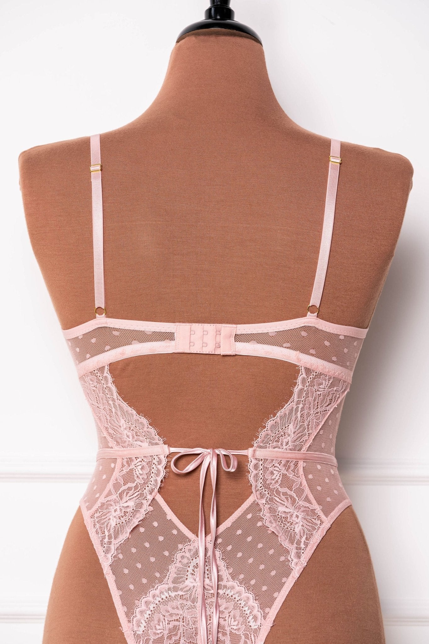 Lacy Crotchless Polka Dot Teddy - Blush 9 Lacy Crotchless Polka Dot Teddy - Blush
