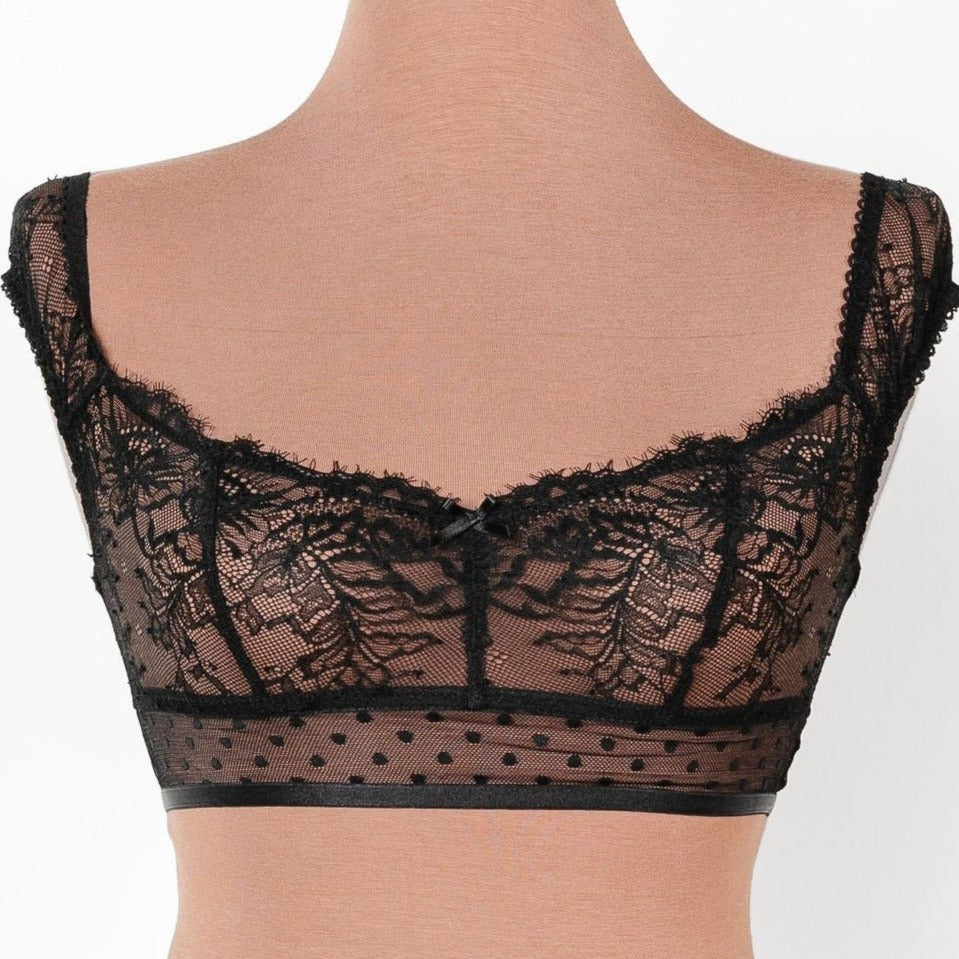 Lacy Off-The-Shoulder Bralette - Black