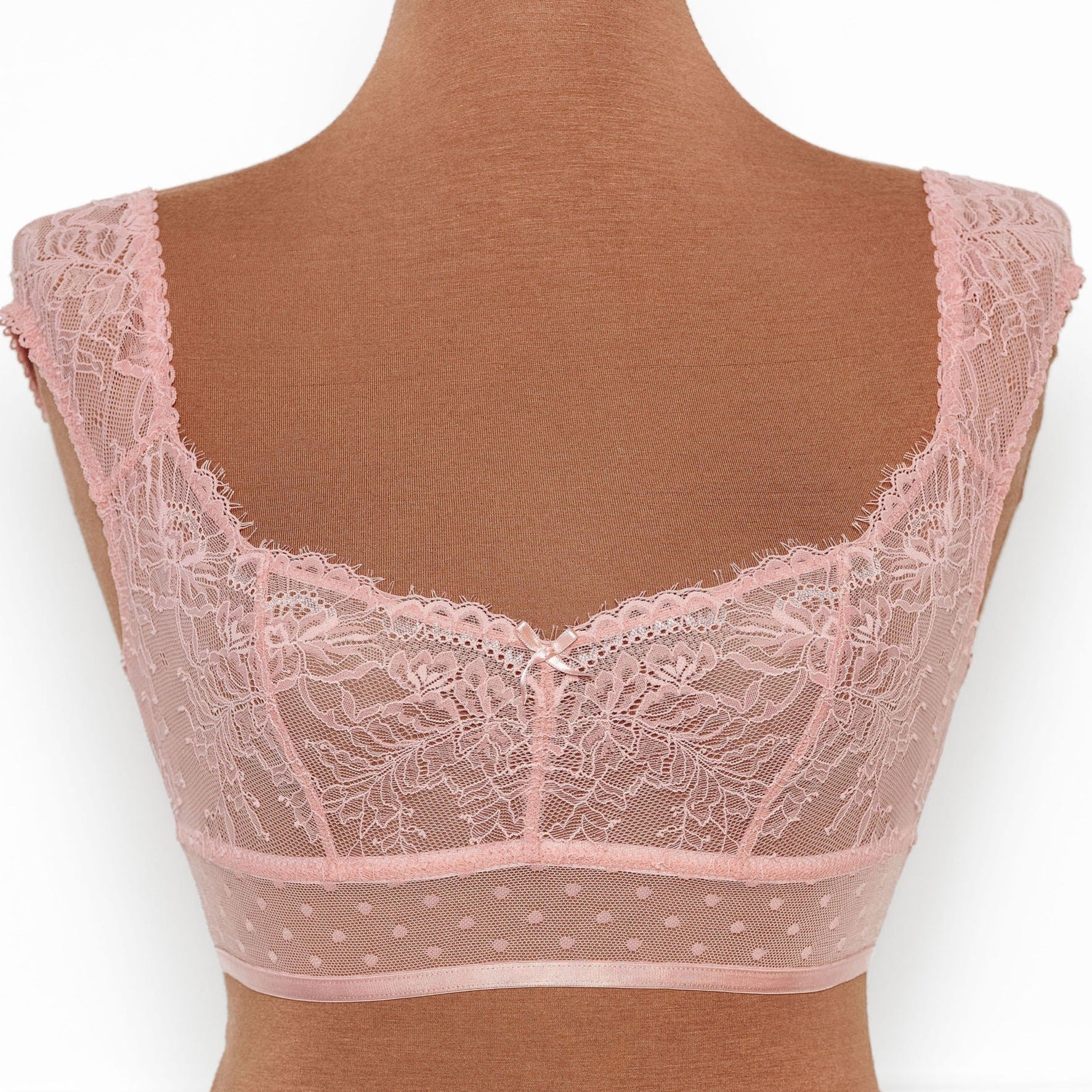 Lacy Off-The-Shoulder Bralette - Blush
