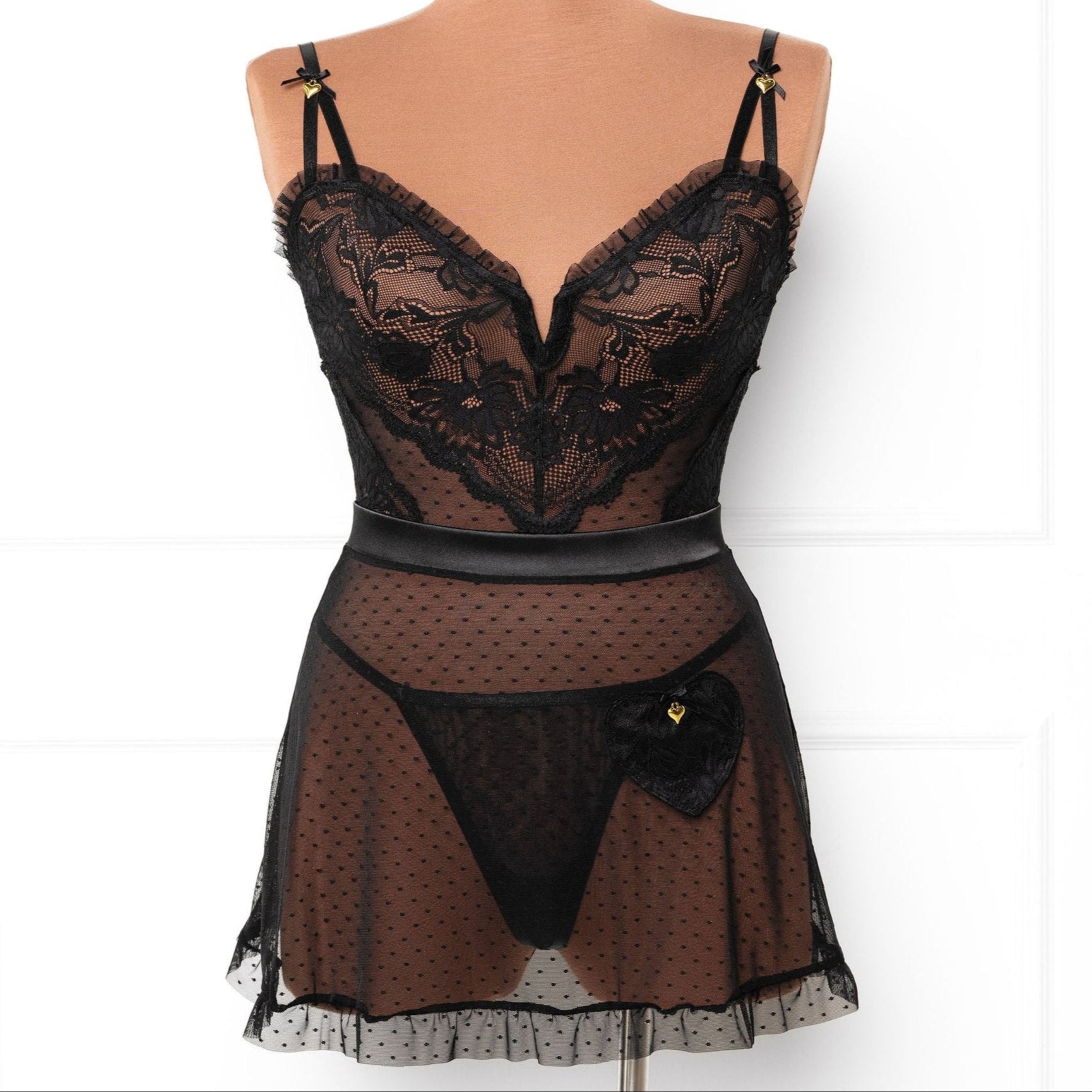 Lacy Ruffle Drop Waist Babydoll - Black