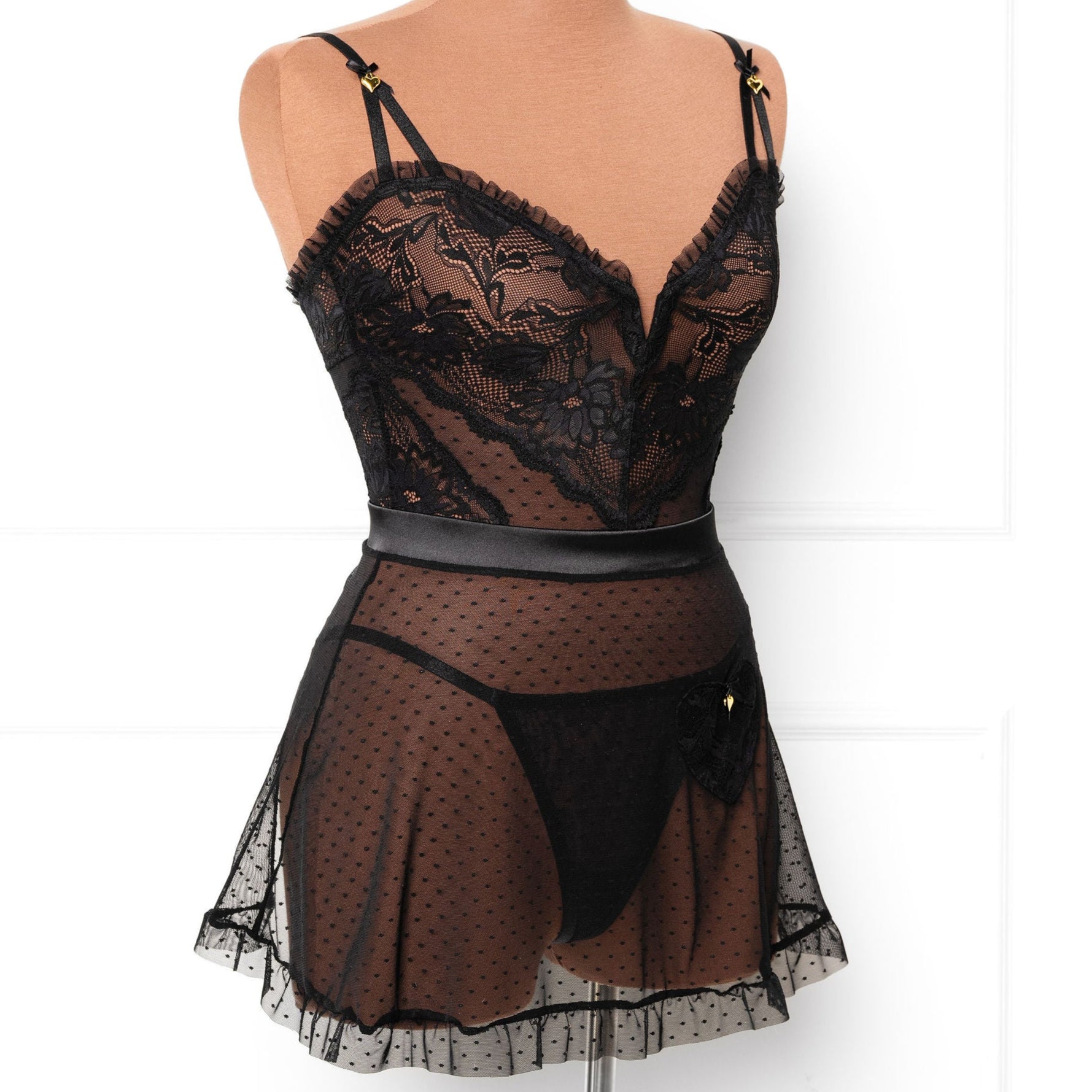 Lacy Ruffle Drop Waist Babydoll - Black 6 Lacy Ruffle Drop Waist Babydoll - Black