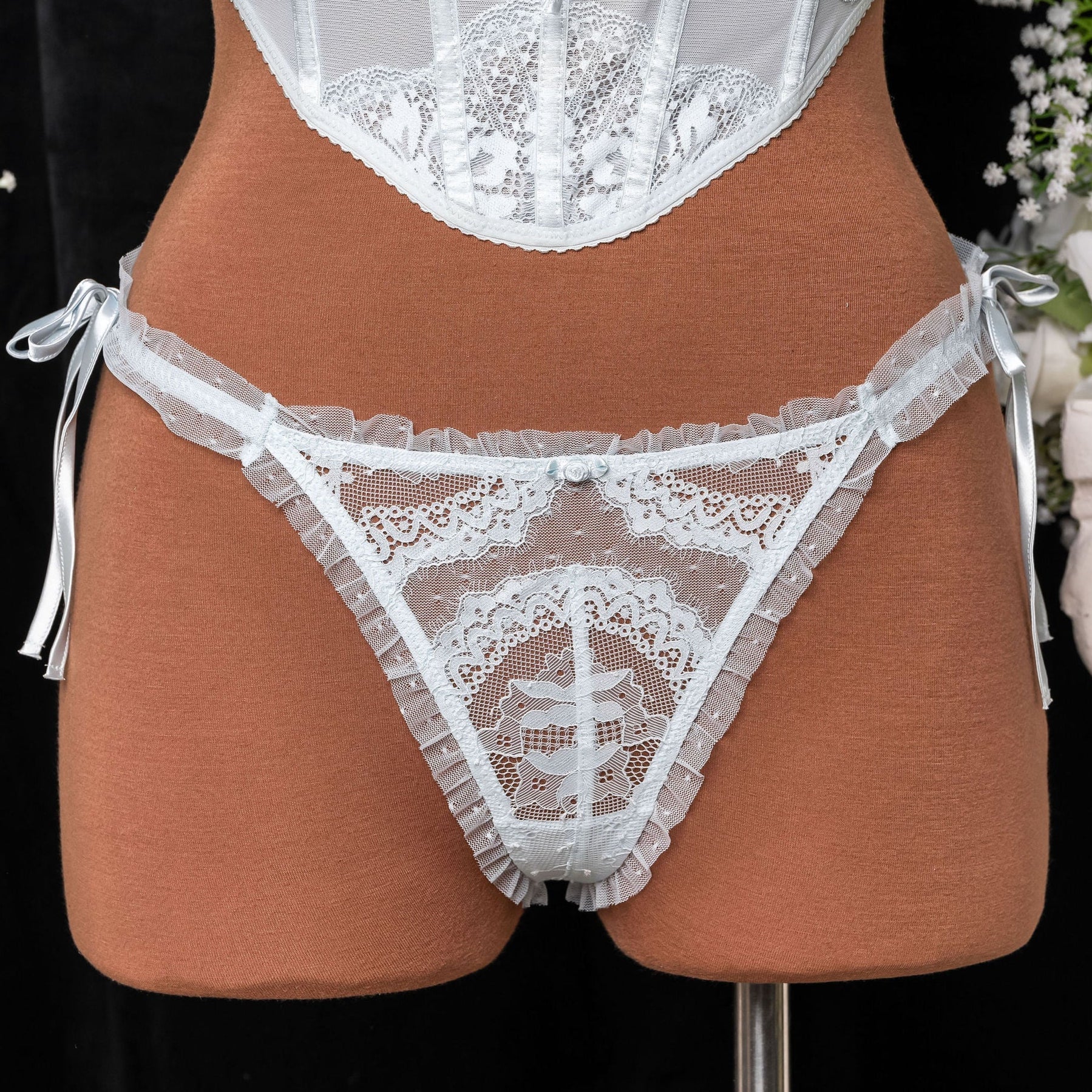 Lacy Ruffle Thong - Something Blue