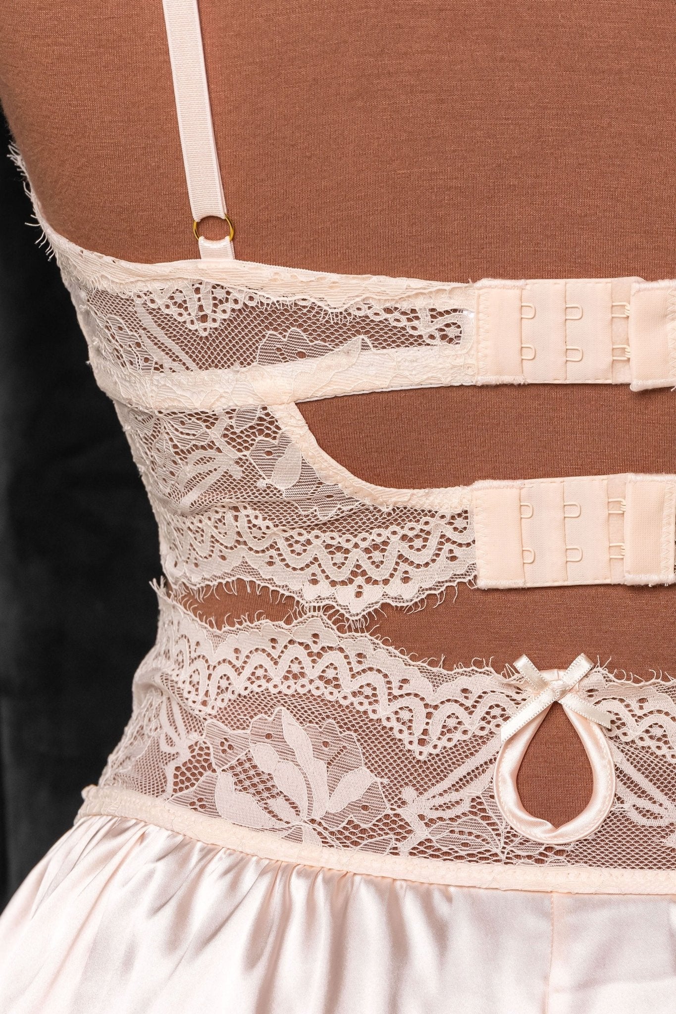 Lacy Satin Keyhole Bralette - Champagne 11 Lacy Satin Keyhole Bralette - Champagne