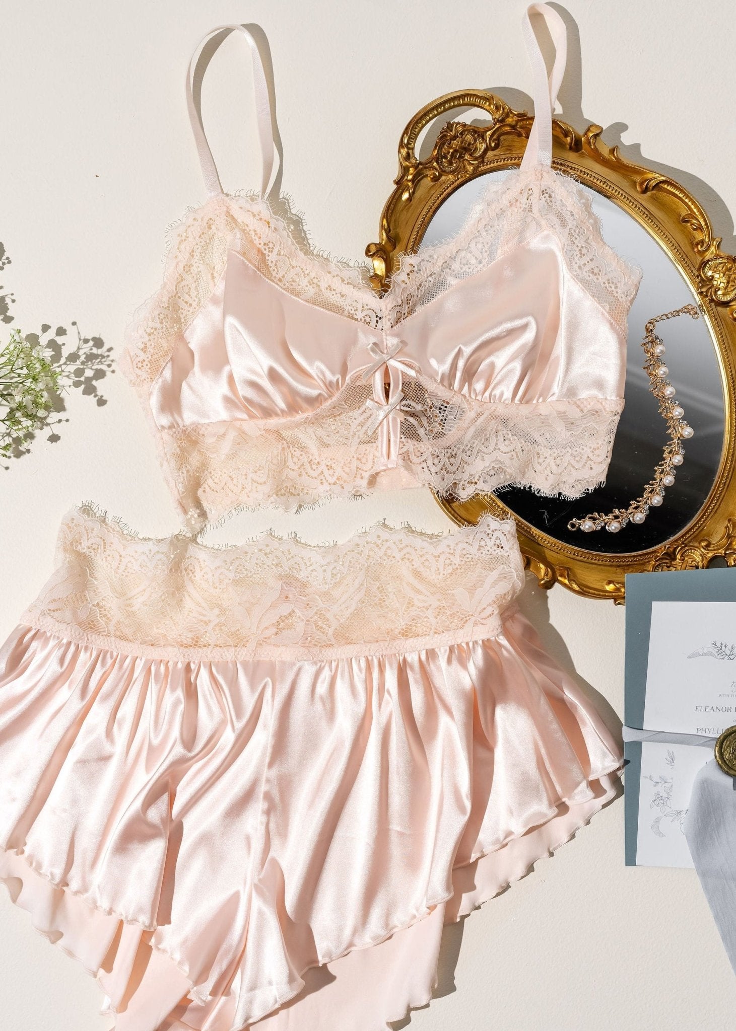 Lacy Satin Keyhole Bralette - Champagne 5 Lacy Satin Keyhole Bralette - Champagne
