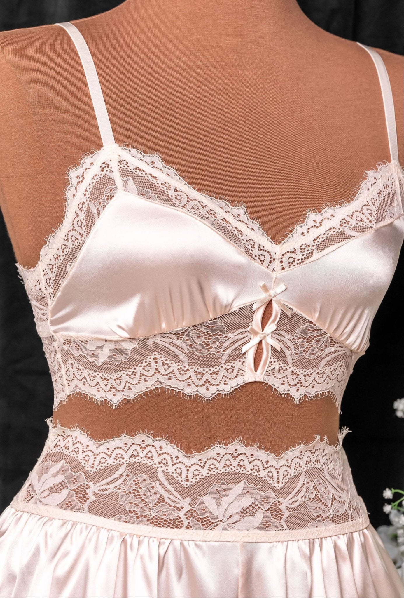 Lacy Satin Keyhole Bralette - Champagne 7 Lacy Satin Keyhole Bralette - Champagne
