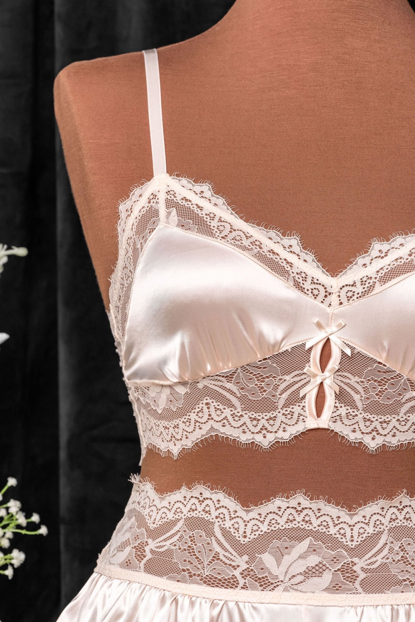 Lacy Satin Keyhole Bralette - Champagne 10 Lacy Satin Keyhole Bralette - Champagne