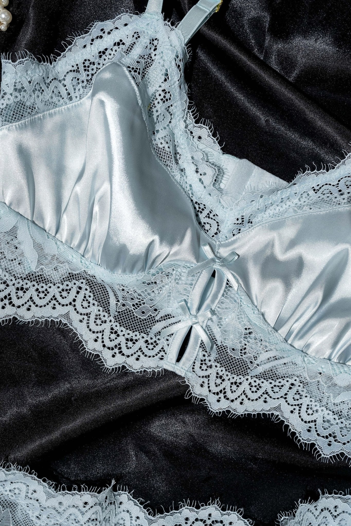 Lacy Satin Keyhole Bralette - Something Blue 12 Lacy Satin Keyhole Bralette - Something Blue