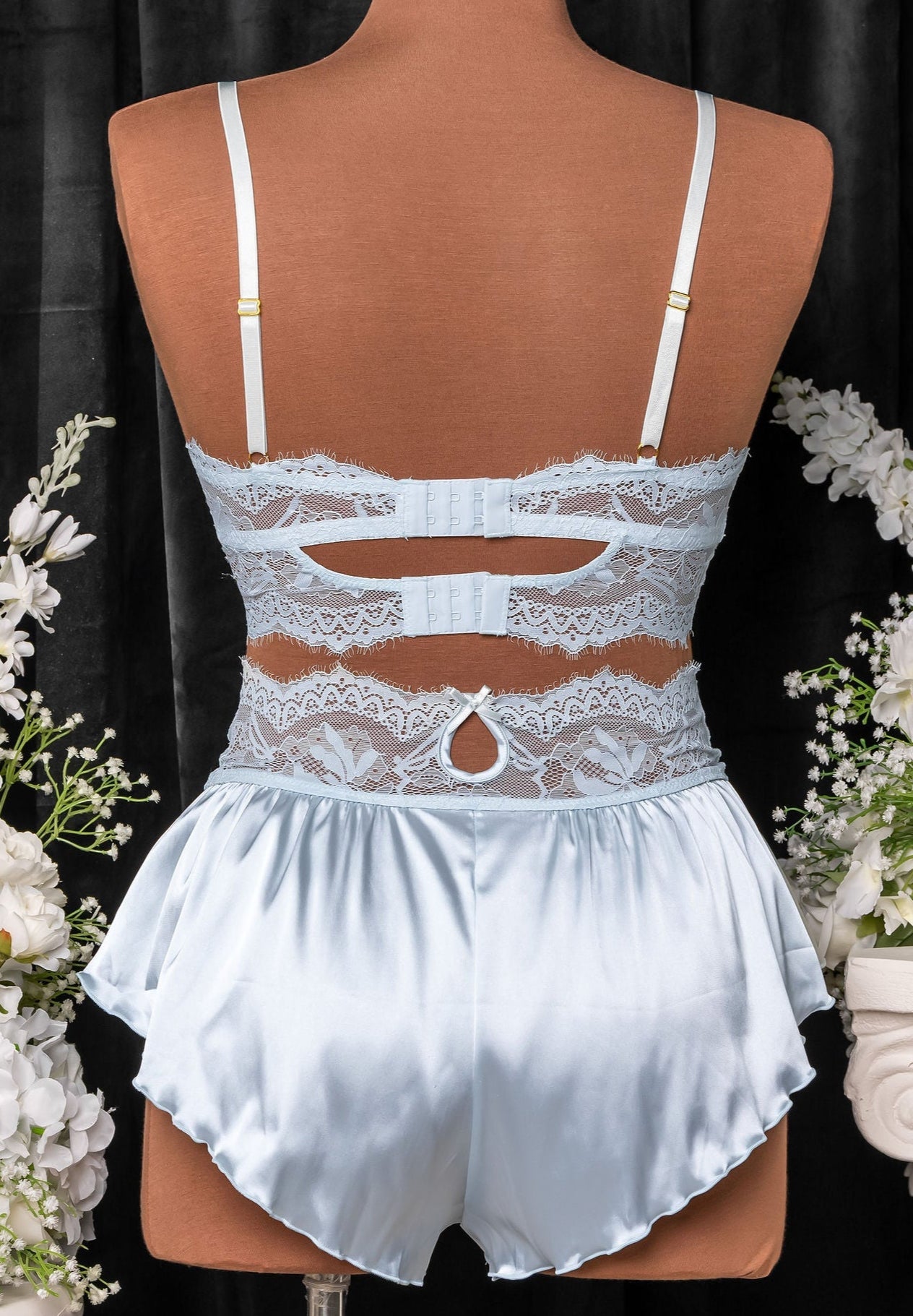 Lacy Satin Keyhole Bralette - Something Blue 4 Lacy Satin Keyhole Bralette - Something Blue