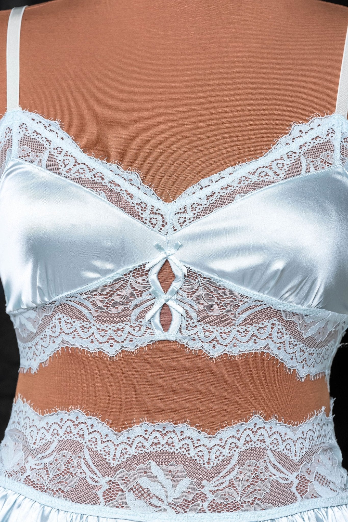 Lacy Satin Keyhole Bralette - Something Blue 5 Lacy Satin Keyhole Bralette - Something Blue