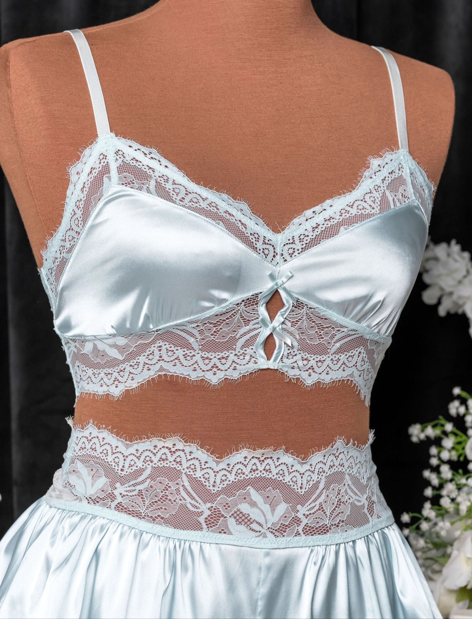 Lacy Satin Keyhole Bralette - Something Blue 8 Lacy Satin Keyhole Bralette - Something Blue