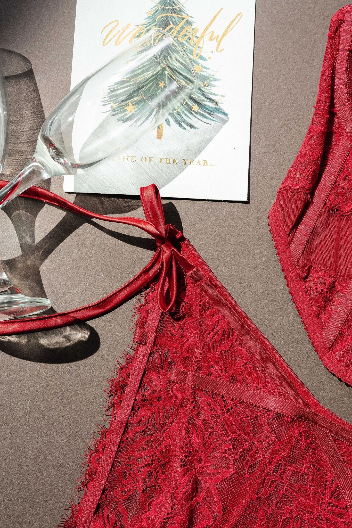 Lacy Side Tie Panty - Red 11 Lacy Side Tie Panty - Red