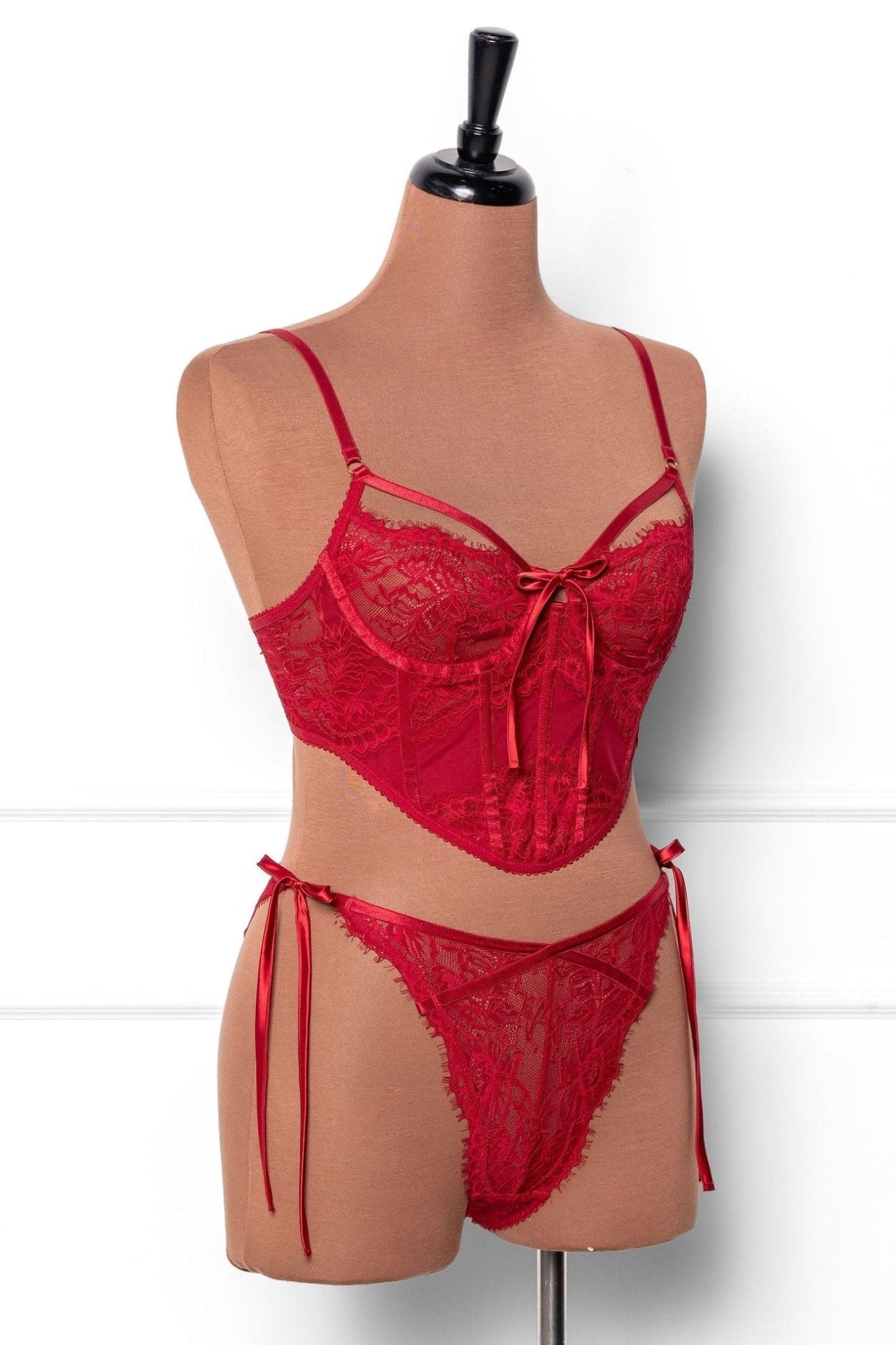 Lacy Side Tie Panty - Red 4 Lacy Side Tie Panty - Red
