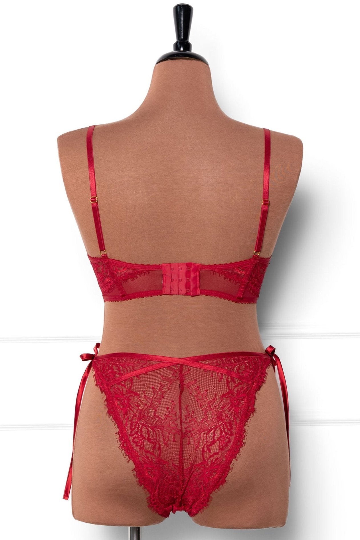 Lacy Side Tie Panty - Red 5 Lacy Side Tie Panty - Red