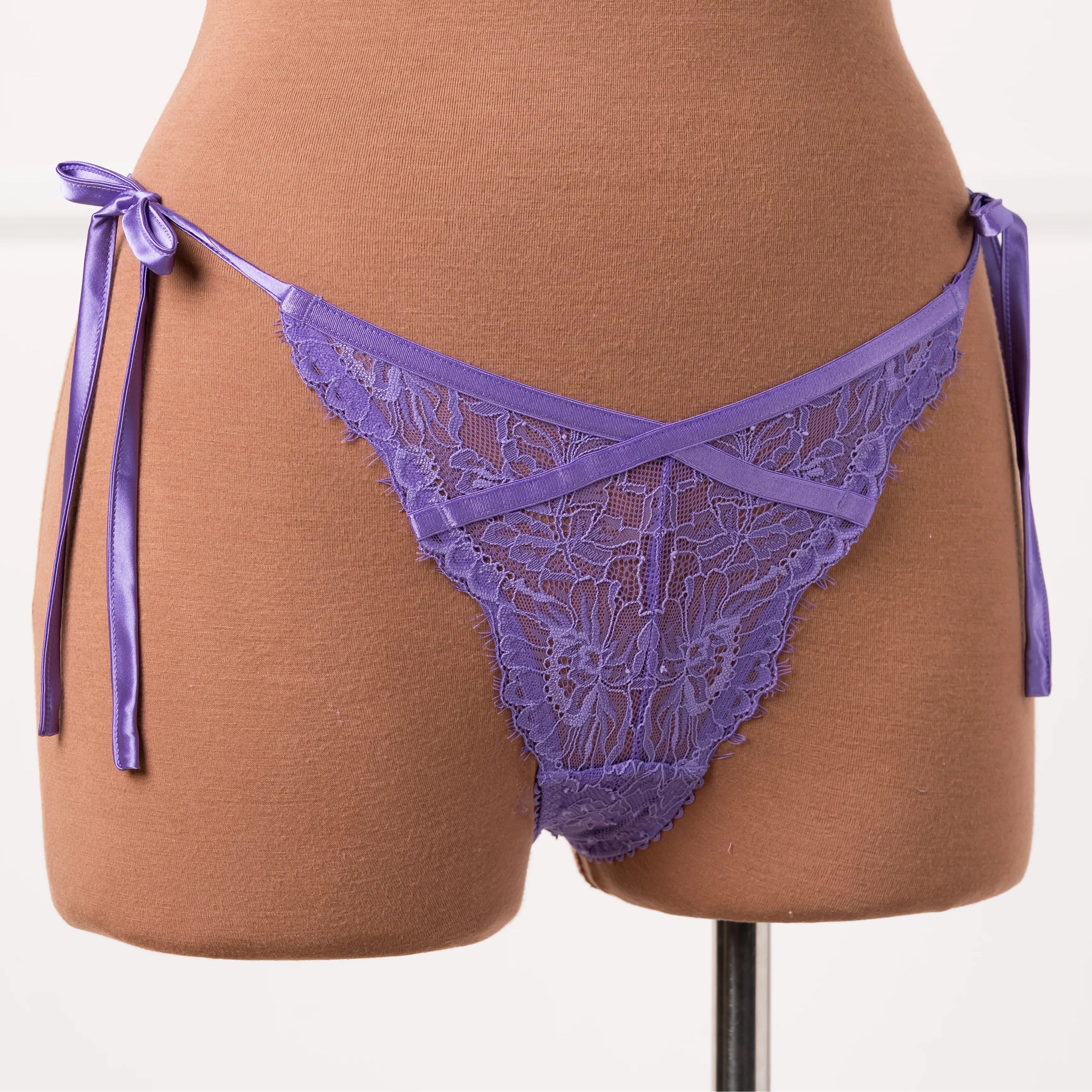 Lacy Side Tie Panty - Wisteria
