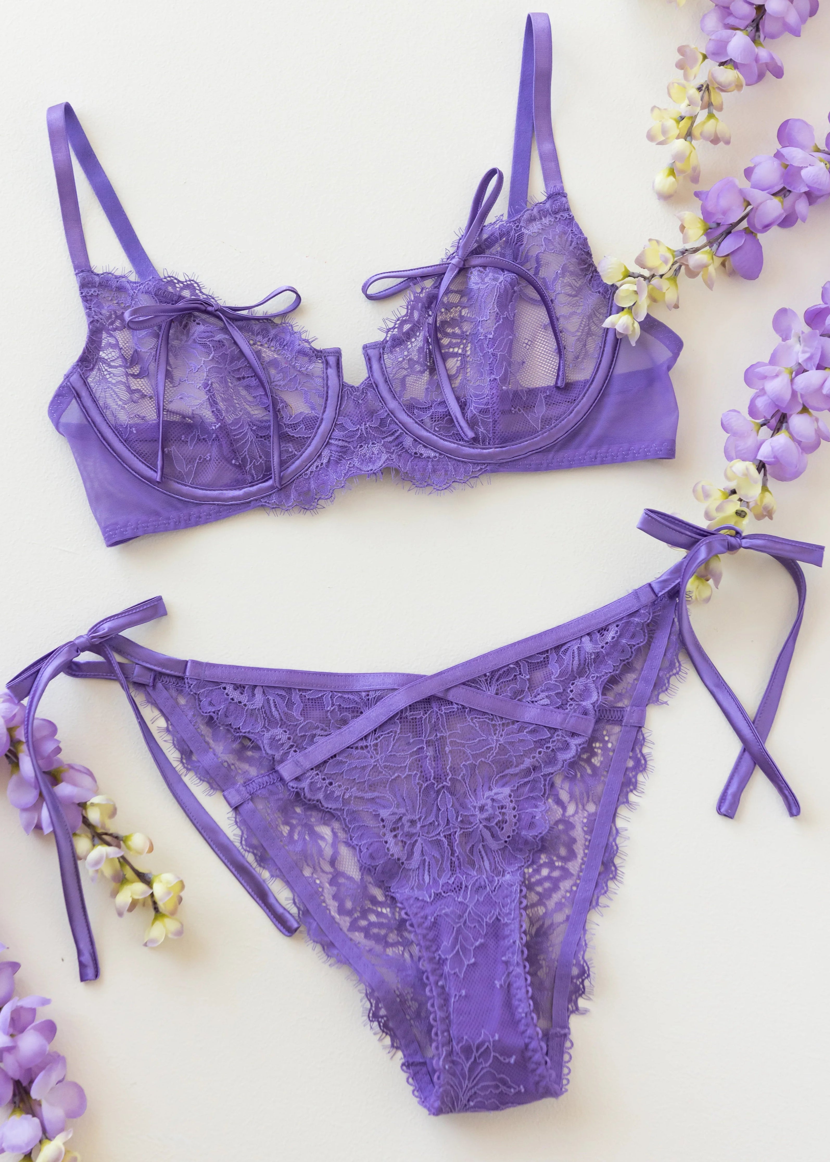 Lacy Side Tie Panty - Wisteria 9 Lacy Side Tie Panty - Wisteria