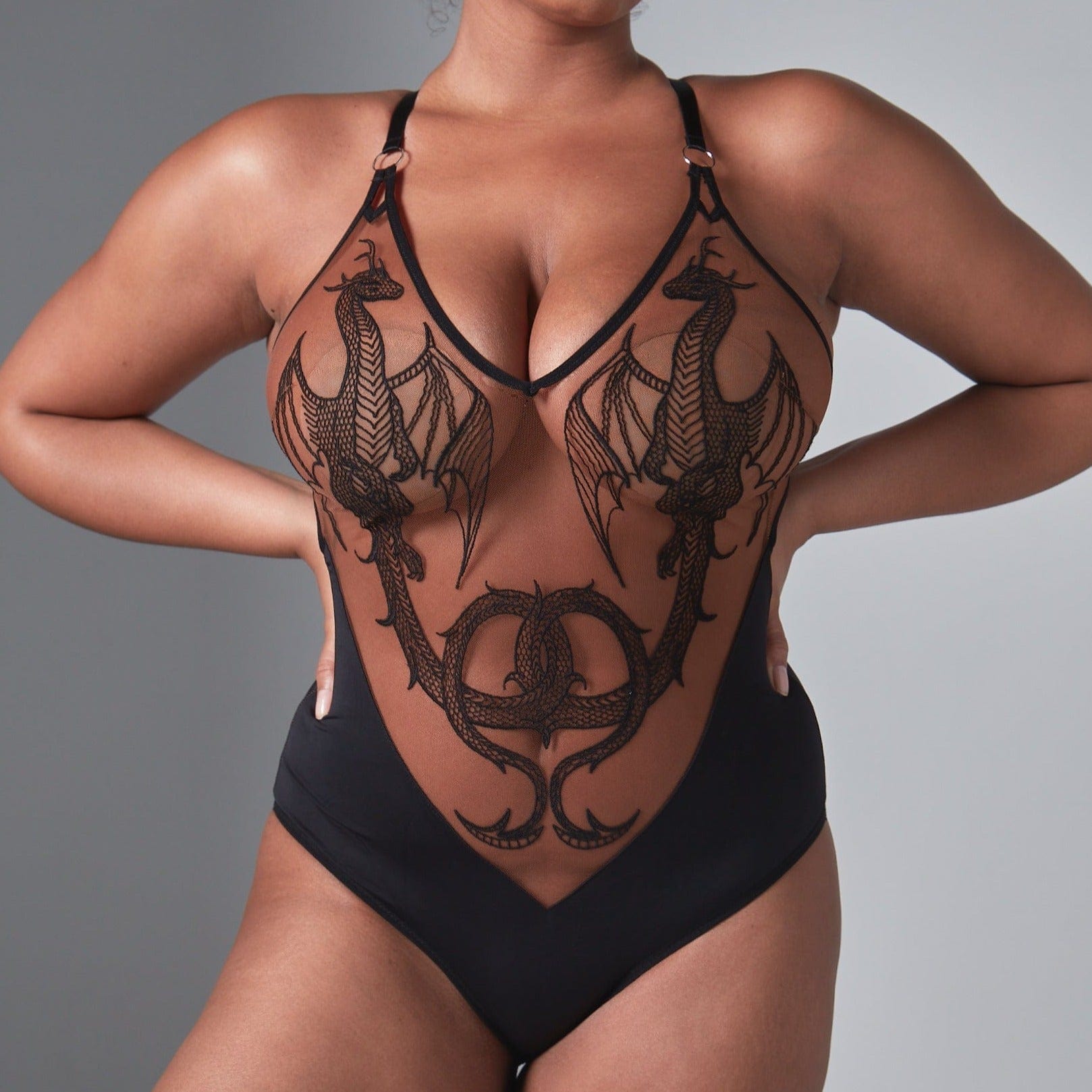 Dracona Bodysuit - Black/Toffee